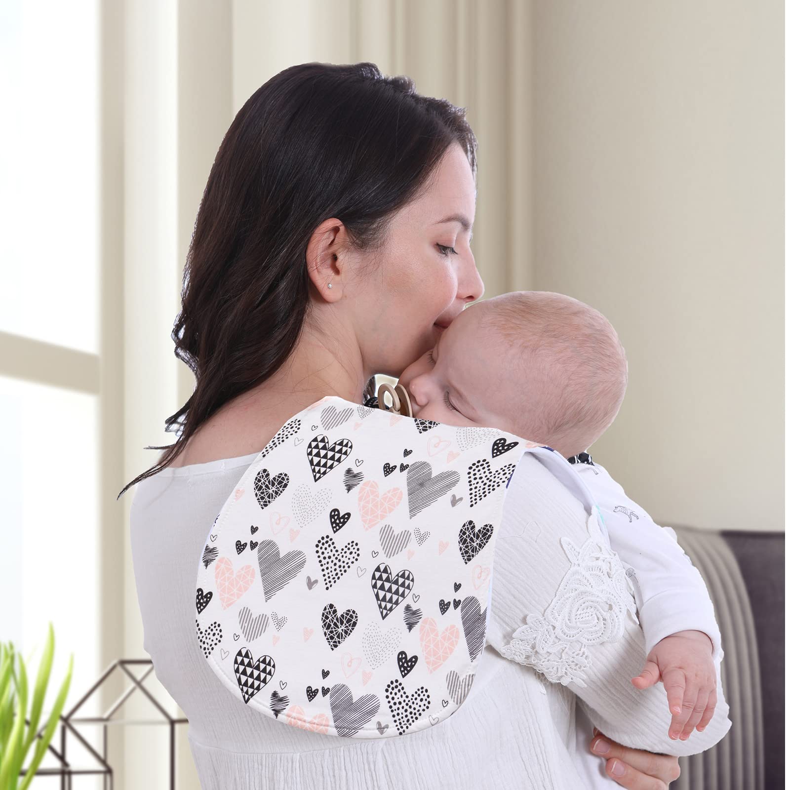 Juego de paños para eructos 100% algodón, absorbente y suave, toalla para recién nacidos y bebés, unisex, paquete de 5 (lleno de amor)