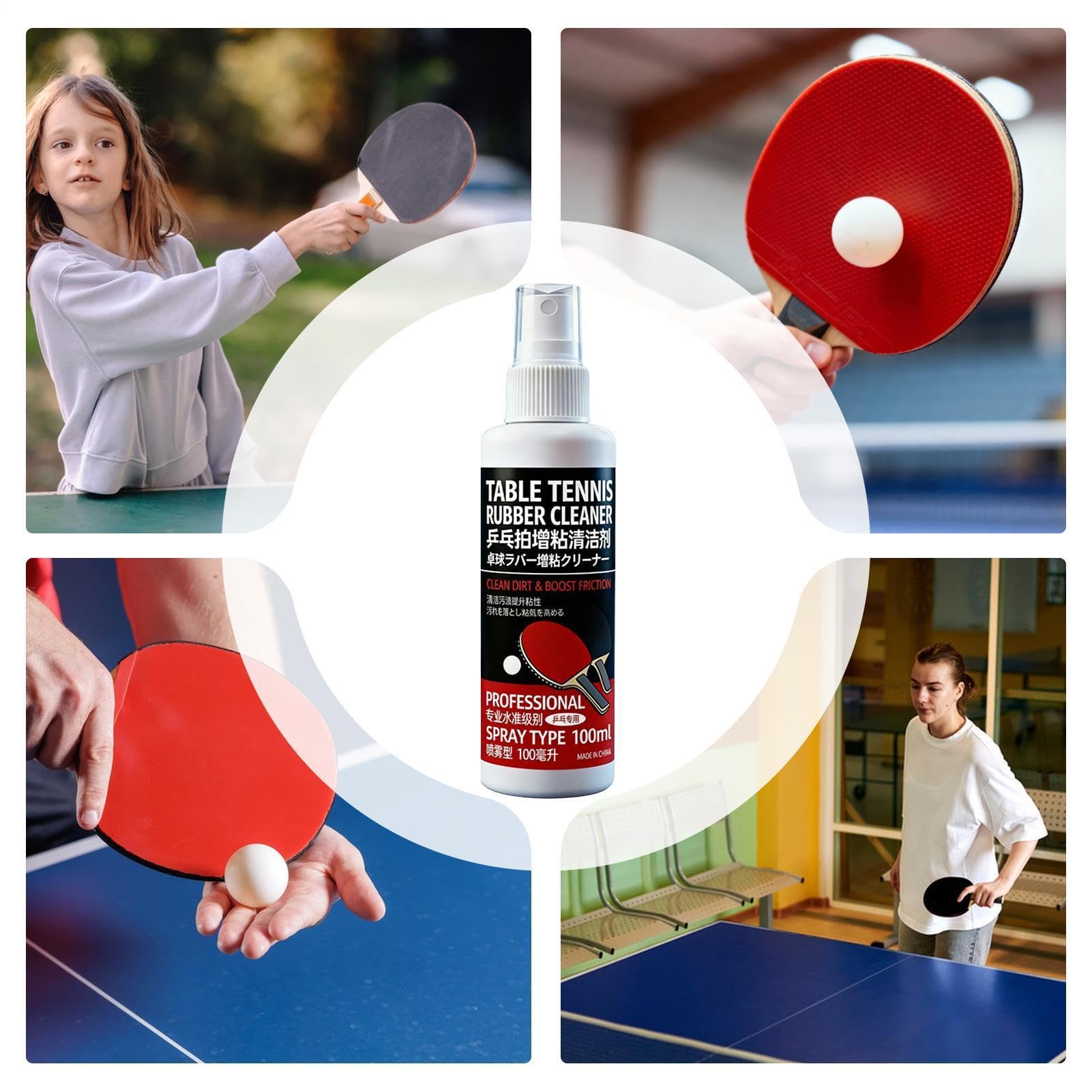 Spray Nettoyant pour Raquette De Et Tennis De Table | Spray Décrassant 100 ML,Retire Poussière et Saleté sur Caoutchouc - pour Entraînement, Gym, Sport, Compétition, Matchs, Femmes