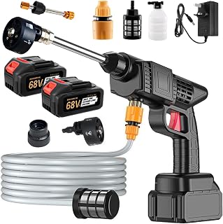 Cordless Pressure Washer Battery Powered, 30 Speed Level, 1740 PSI Portable Power Washer with 6-in-1 Nozzle, 16.4FT High-Elastic Hose, Handheld Pressure Washer for Car, Garden Cleaning