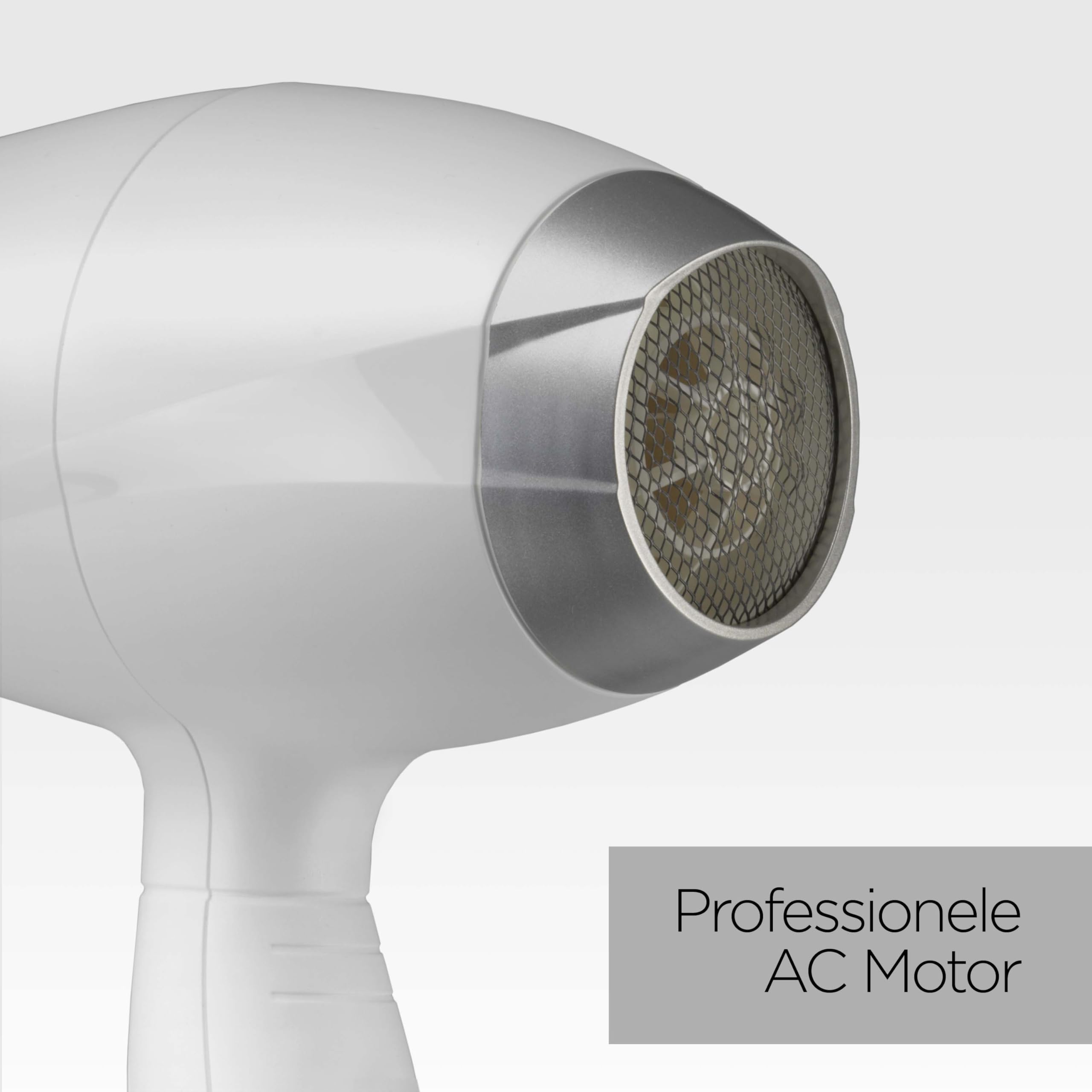 BaByliss 6704WE Made In Italy Hair Dryer with Professional AC Motor 2000W, Hair Dryer, Ultra-Fast Drying, Ionic Function, Lightweight, 3 Temperature, 2 Speed, Concentrator, White