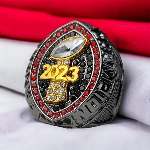 Miniatura 4 de Anillo de trofeo del campeonato de fútbol de fantasía 2023  Premio chapado en bronce negro para el ganador de la Liga de Fútbol Fantasía  Color