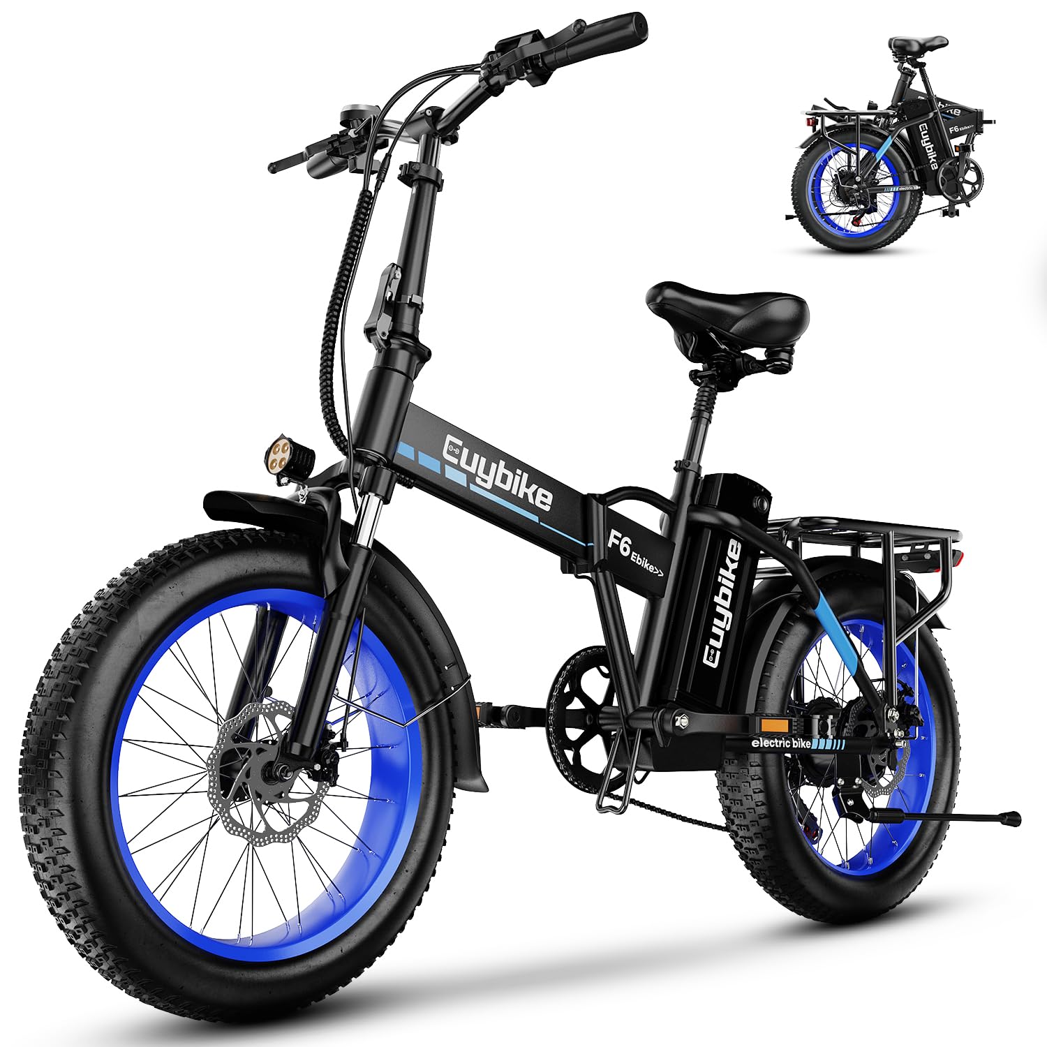 1000W Foldable Electric Bike,48V 20AH Removable Battery Ebike,80 Miles Max Range Electric Bike for Adults,20"x3" Fat Tire Folding Ebike,Adult Electric Bicycle for Commute Mountain Sport