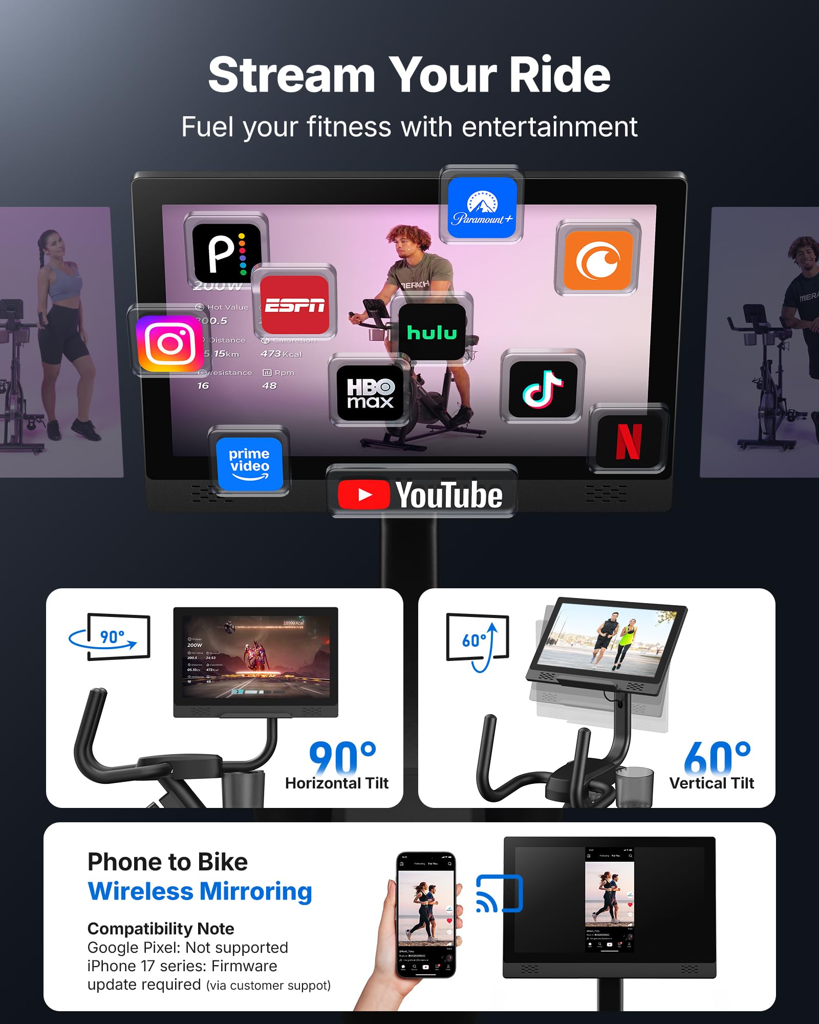 MERACH Recumbent Exercise Bikes for Home with Smart Bluetooth Equipment Exercise Bikes App,LCD,Heart Rate Handle Stationary Bikes for Home, Magnetic Recumbent Exercise Bike for Seniors Gym S08/S23 - 5