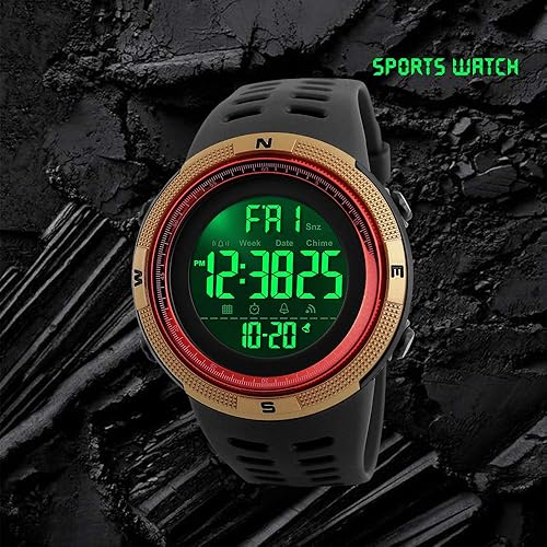 Miniatura 3 de Reloj deportivo digital para hombre, impermeable, cronómetro, cuenta regresiva, alarma de fecha automática