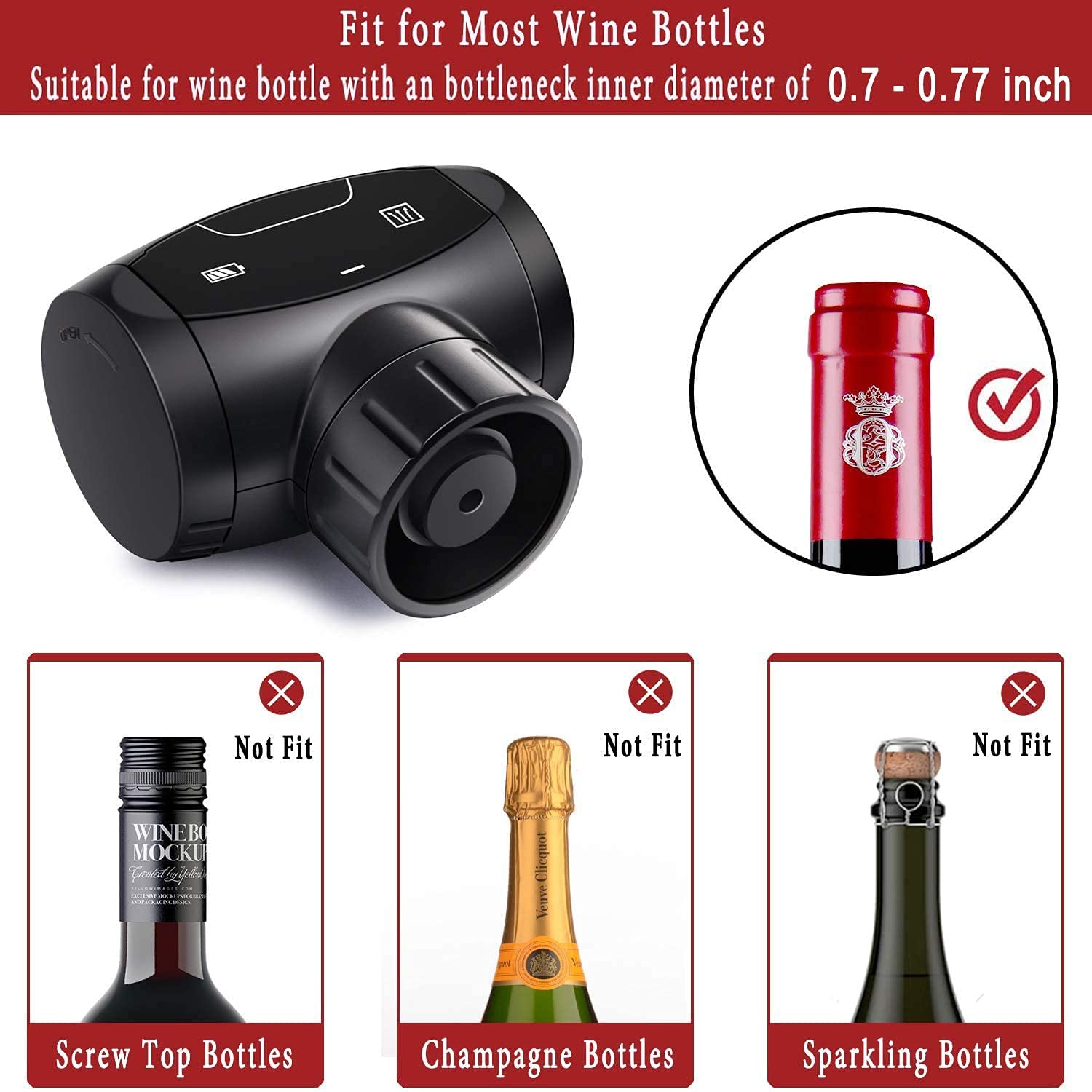 Tapones eléctricos de vino, el mejor regalo para los amantes del vino, bomba de vacío automática de vino con tapones de silicona, tapones reutilizables para botellas de vino, tapón de corcho