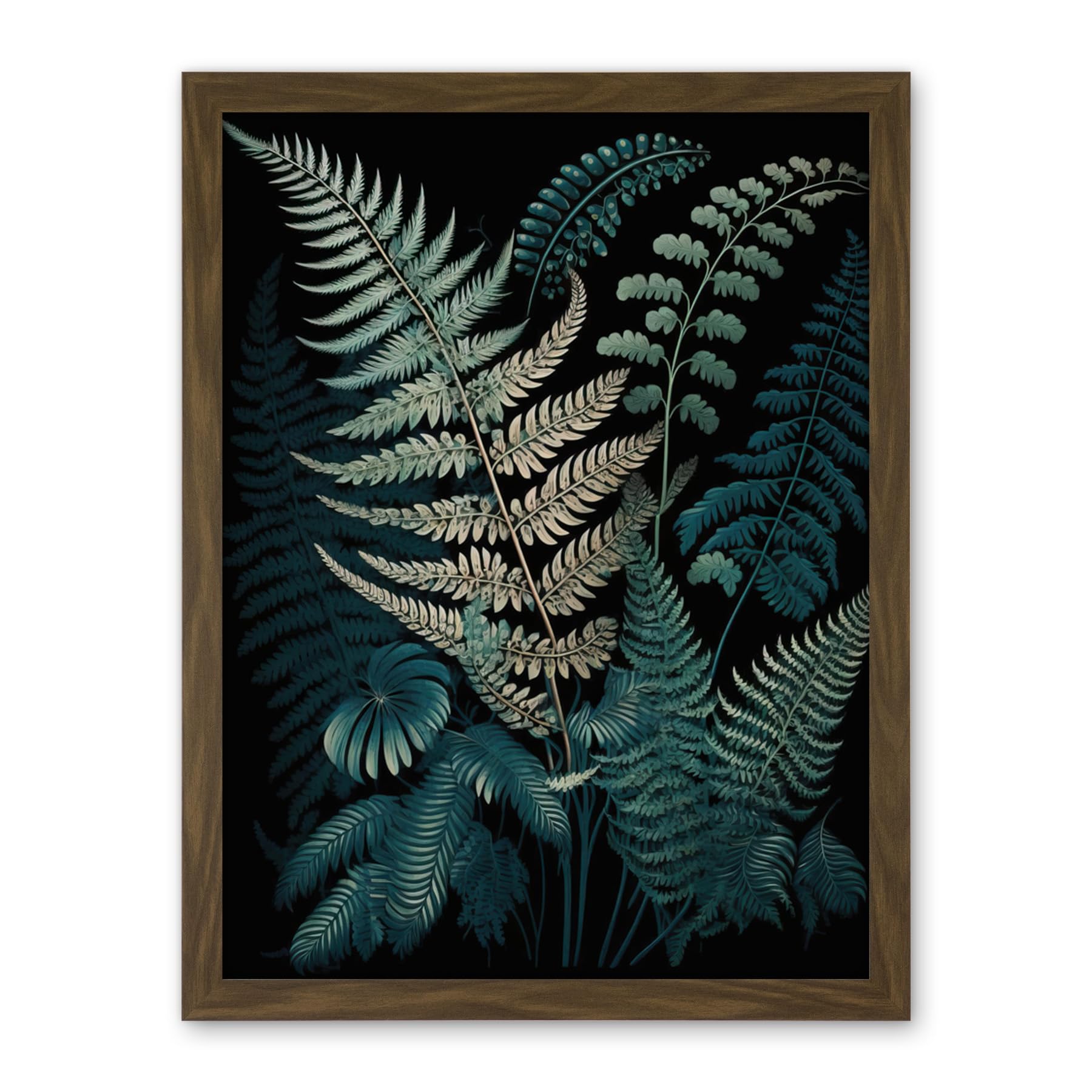 Artery8 Fern Frond Detailed Botanical Species Illustration Artwork Framed Wall Art Print 18X24 Inch