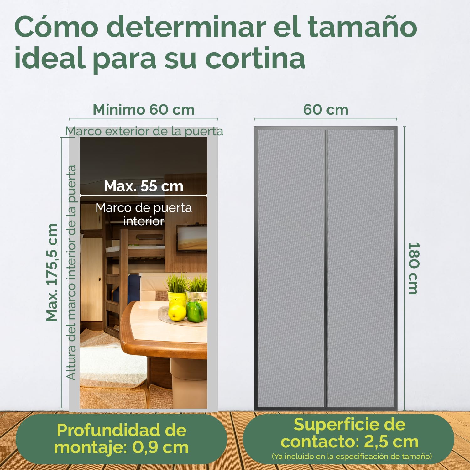 Nematek CortinaCaravana y Puerta en 60x180 cm - Mosquitera Magnética para Caravanas, Autocaravanas y Balcones