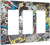 Vista 177 de Placa de pared de tortugas marinas, hierba oceánica, medusas, peces y algas marinas, placa de pared de doble palanca, cubierta de interruptor de luz