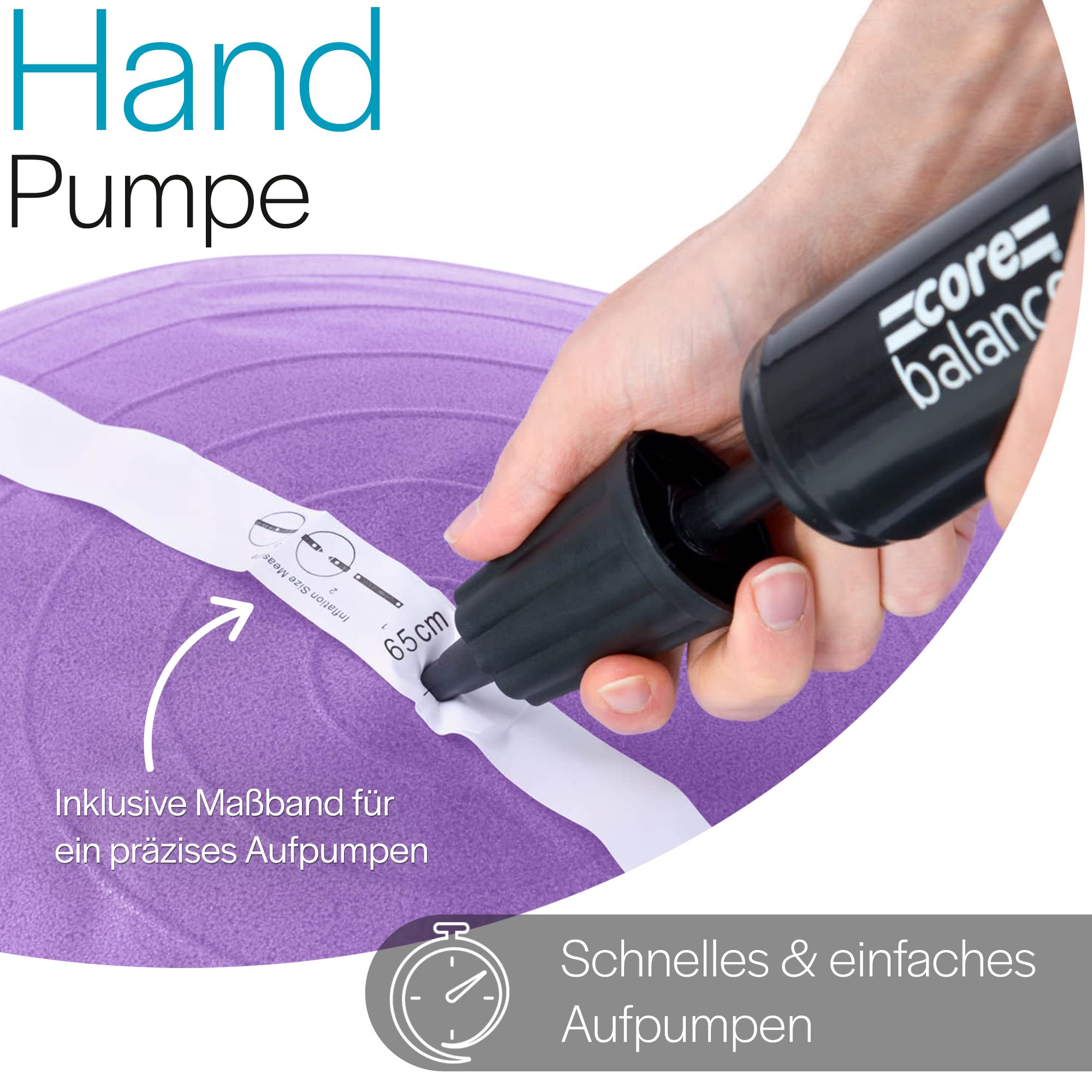Core Balance Gymnastikball Schwangerschaft – Gymnastikball Groß und Berstsicher für Schwangerschaftsgymnastik – Fitball mit Luftpumpe (Lila)