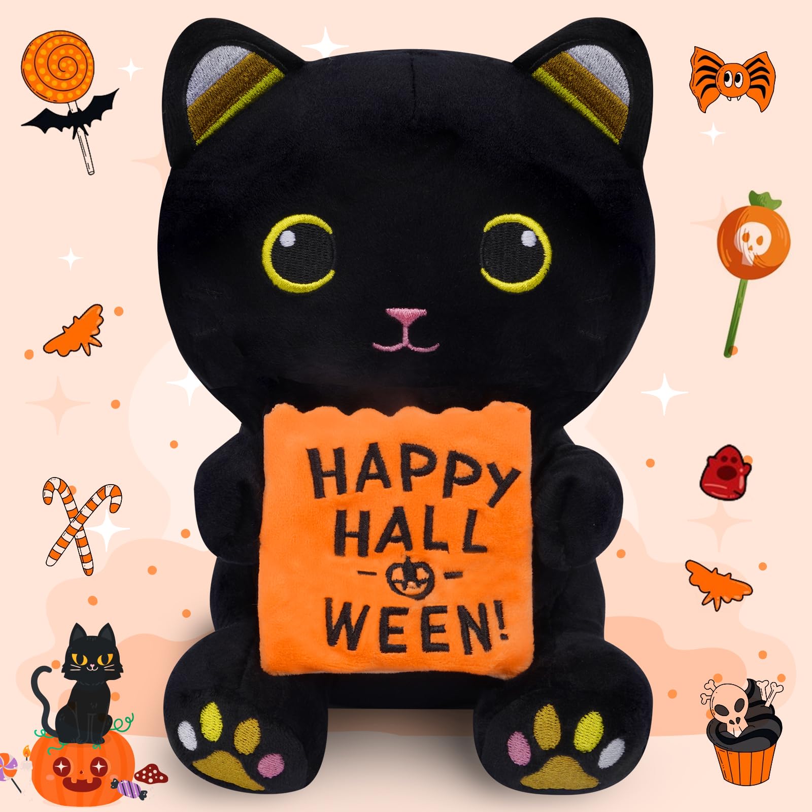 Amazon.co.jp: MUFEIRUO 黒猫ぬいぐるみ 8インチ ハロウィン 猫