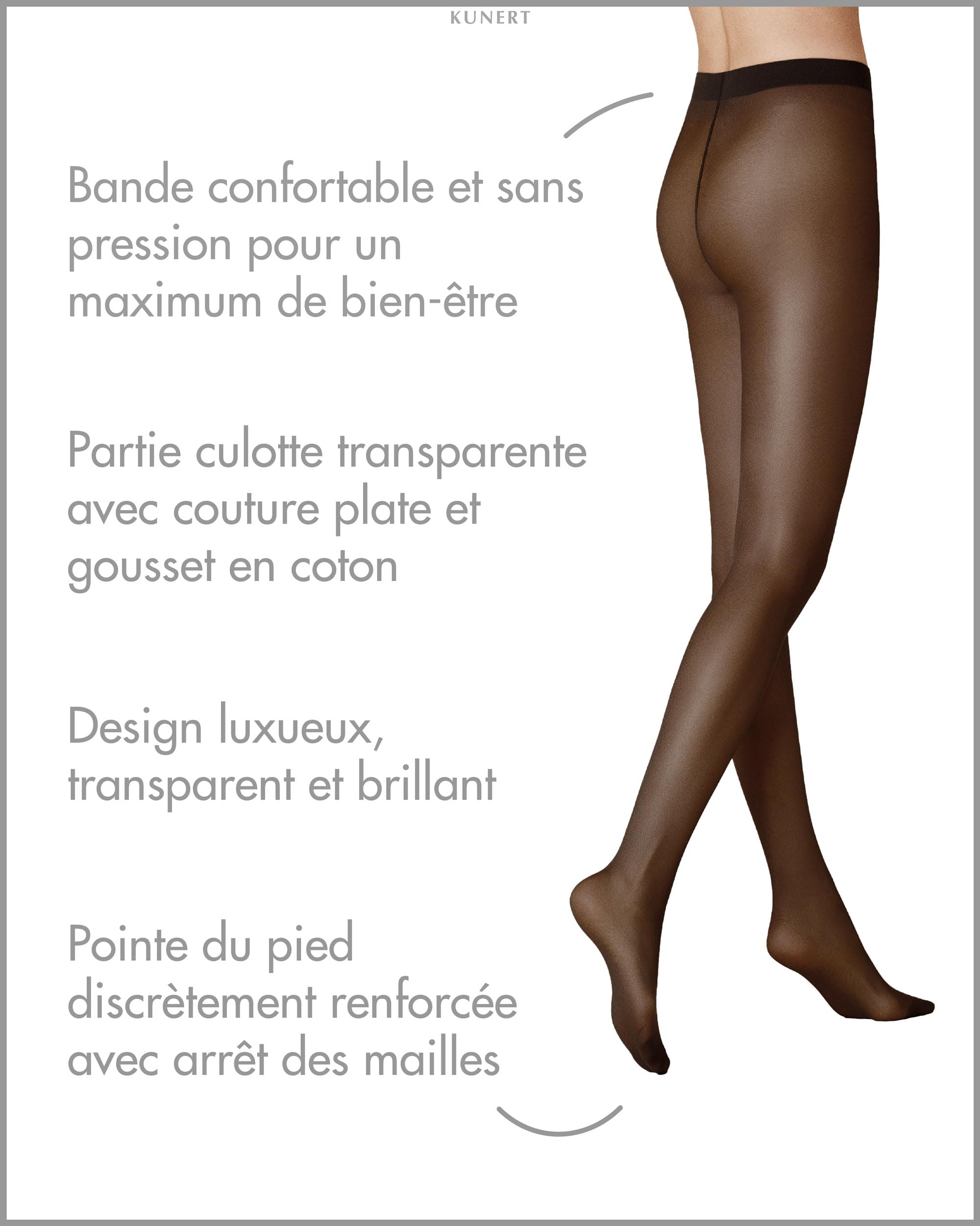 KUNERT femme Collants Satin Look 20 – Transparent brillant 20 DEN