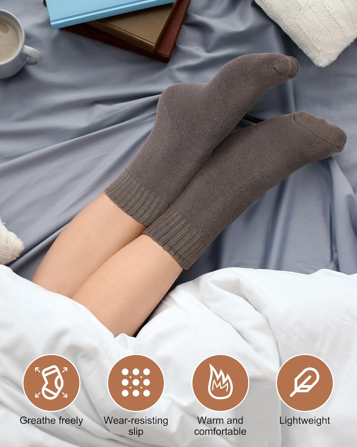 Suhine 60 Pairs Winter Thermal Socks Bulk Boot Socks Men Women Crew Thick Knit Vintage Warm Crew Thermal for Christmas Gifts - Image 2