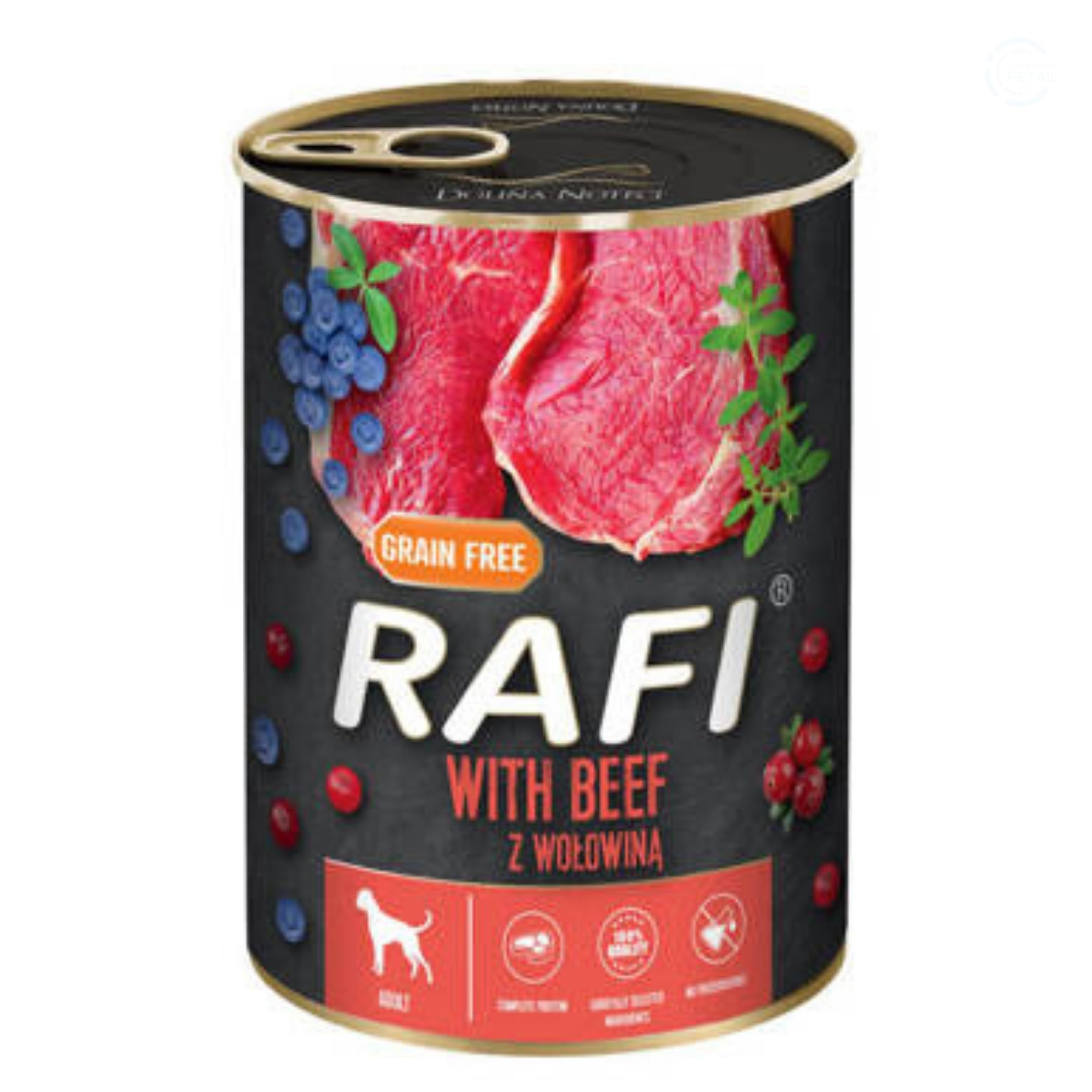 Rafi Complete Wet Dog Food: Meat & Natural Ingredients, Grain-Free, Immune-Boosting Superfoods in Every Flavour! Healthy & Tasty Nutrition for All Breeds! (Game, 12x400g)
