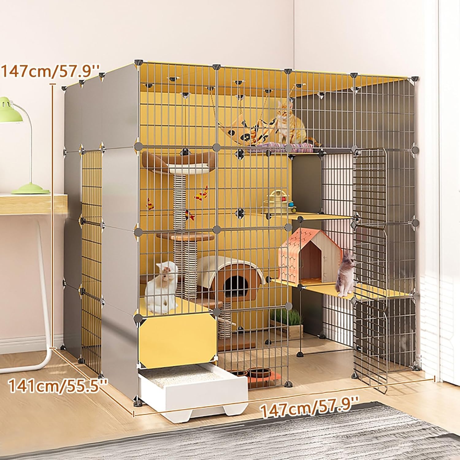 Gabbia for Gatti in Metallo: Fai da Te, Staccabile e spaziosa(219x141x183cm)