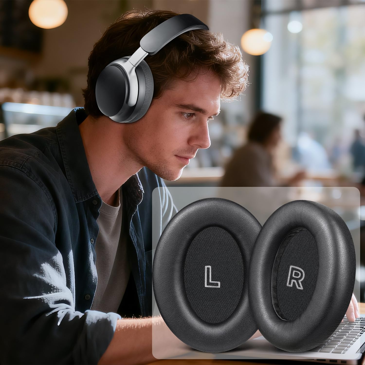 SOULWIT Cuscinetti Auricolari Ricambio per Bose QC Ultra/New QuietComfort Ultra(2nd Gen) Wireless Cuffie, Padiglioni in Pelle Proteica Morbida con Schiuma ad alta Densità per l'Isolamento Acustico