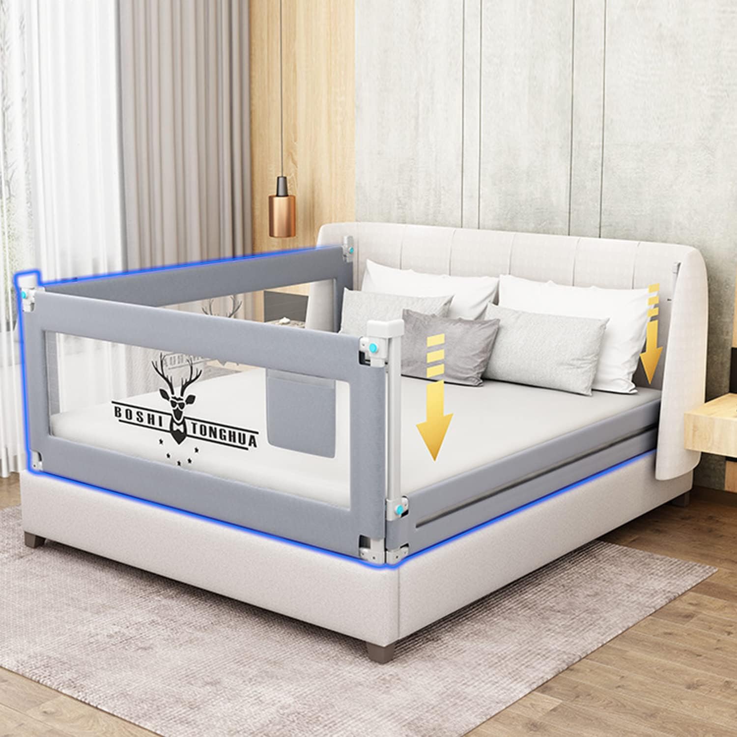 Occuwzz® Bed Rails for Toddlers,Upgraded Baby Safety Bed Rail Guard Vertical Lifting Bed Guardrail Extra Long Folding Rails for Full-Size Queen & King Mattress(180cm for one Side)