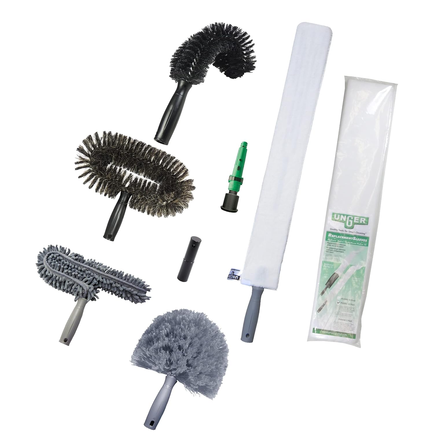 Unger Commercial High Access Dusting Kit, 8-Piece Set – Multi-Surface Cleaning Tools with Extendable Pole for Ceilings, Fans, and Vents - HADK2