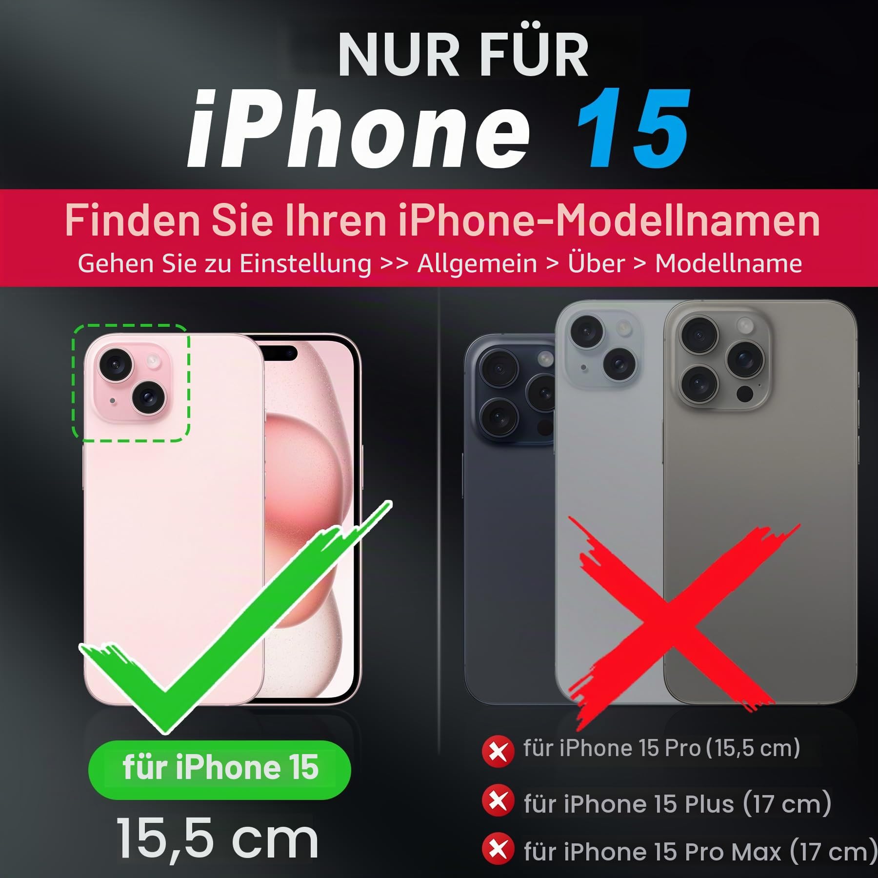 SHIELDON Rindsleder Hülle für iPhone 15 6,1" 2023 5G, Schwarz