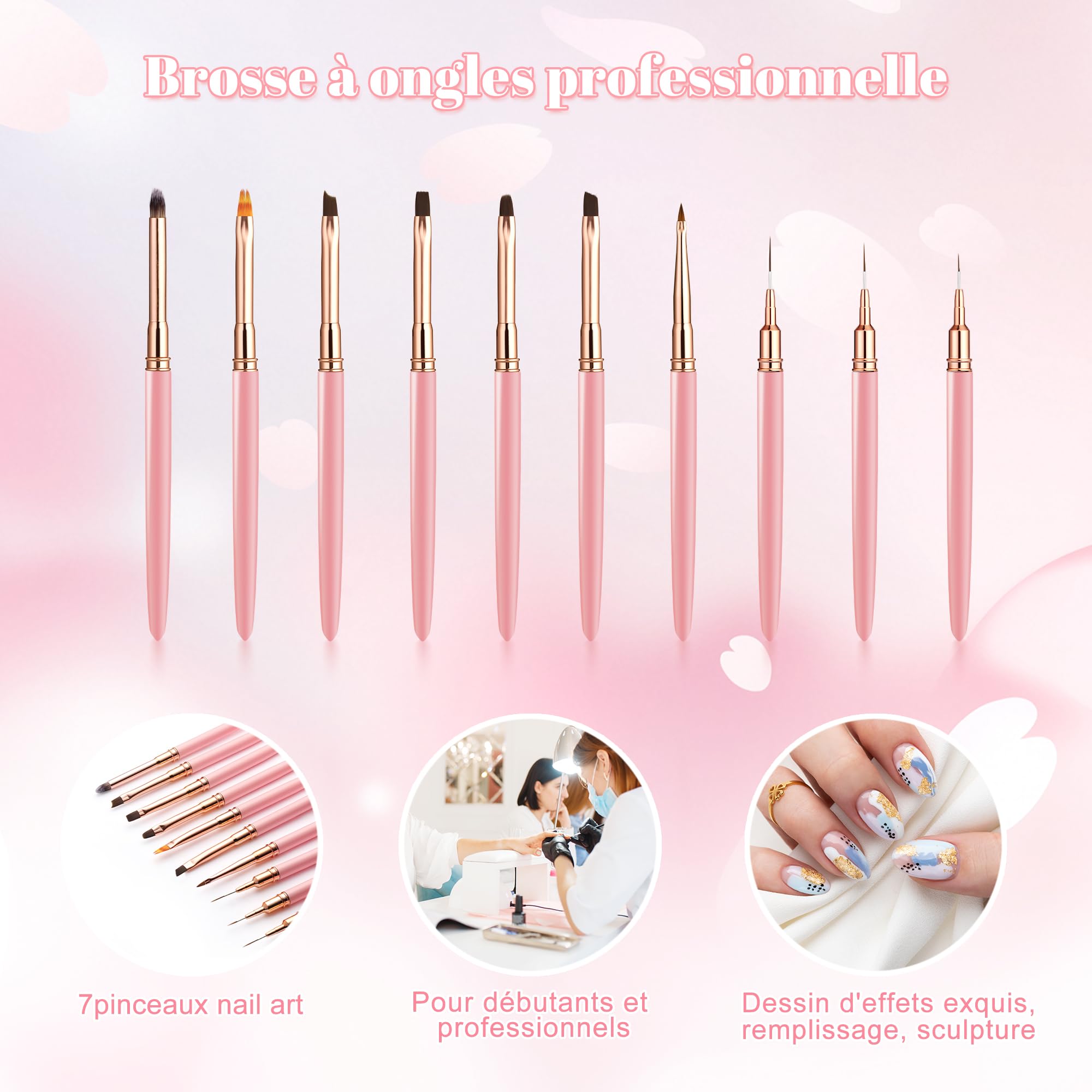 10 Pinceles para Uñas, Pinceles de Decoración de Uñas Profesionales con Pinceles Detallados, Adecuados para Gel, Acrílico y Esmalte Semipermanente para Uñas, Kit Manicura Profesional — view 2