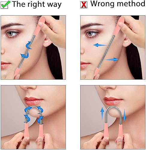 Miniatura 6 de Removedor de vello facial, depiladora de resorte, herramienta de roscado de bobina de acero inoxidable portátil para mujeres, eliminación de labio