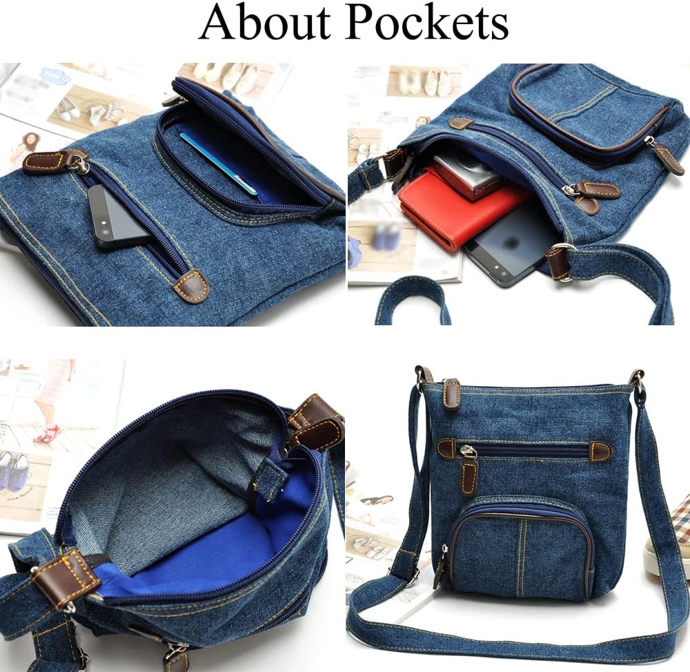 Dayfine Small Crossbody Denim Satchel Handbag for Women - Shoulder Bag, Casual Daypack, Zip Wallet - Image 5