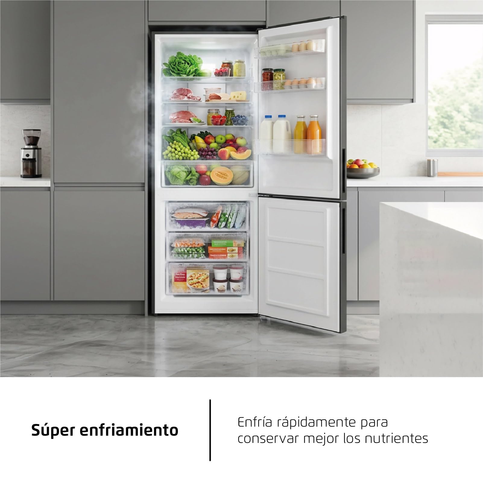 Corberó - Frigorífico Combi | CCH326DX | 293 L | 186 cm | No Frost | Motor Inverter | Display en Puerta y Función Súper Enfriamiento | Silencioso 39db | Inox