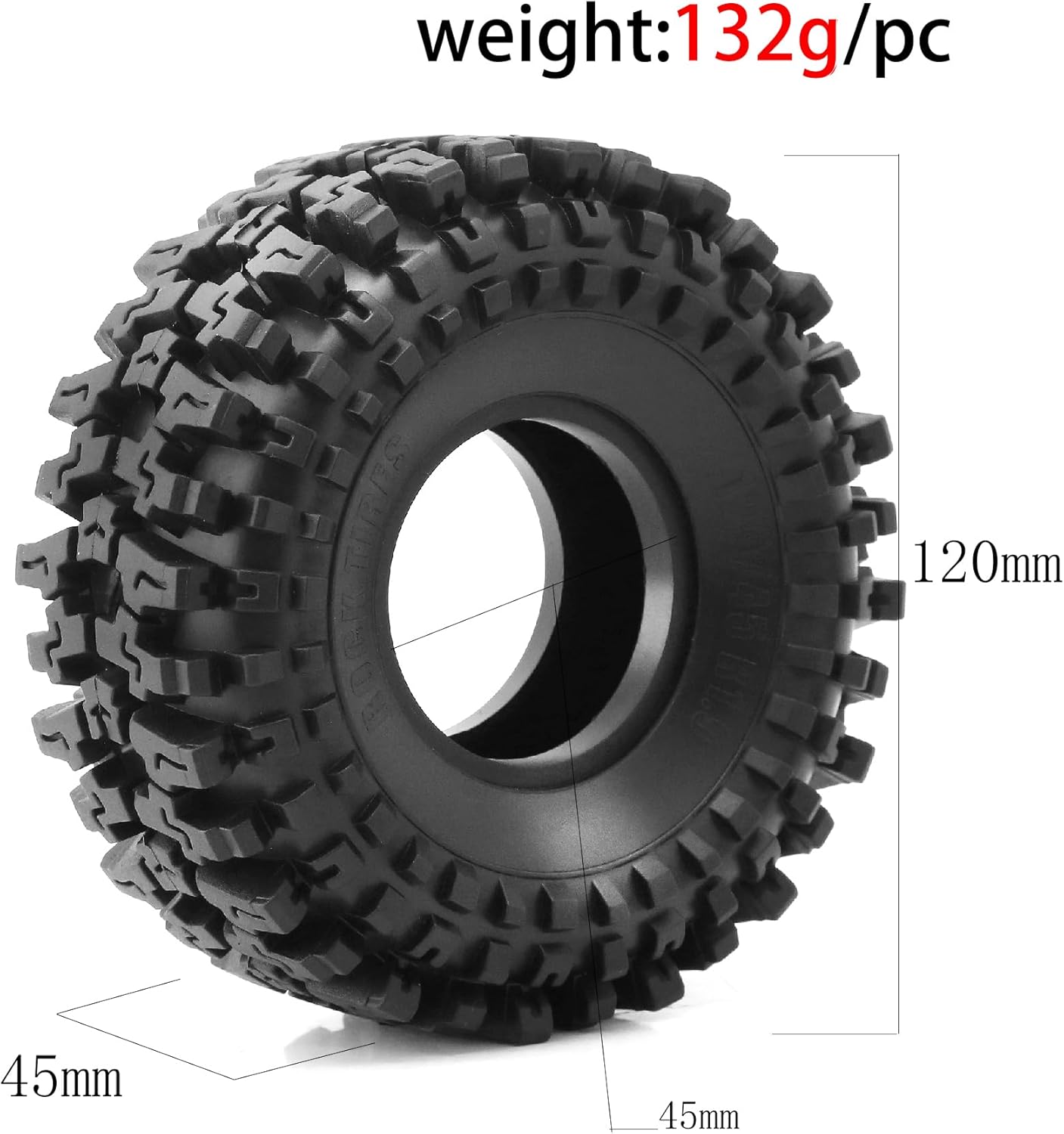 REDSPIDER 1.9" RC Crawler Tires, Super Soft Sticky Rubber Off-Road Tires with Foam Inserts, Deep Tread Rock Climbing Tires for 1/10 Axial SCX10 SCX10 II TRX4 D90 RC Truck (4PCS)