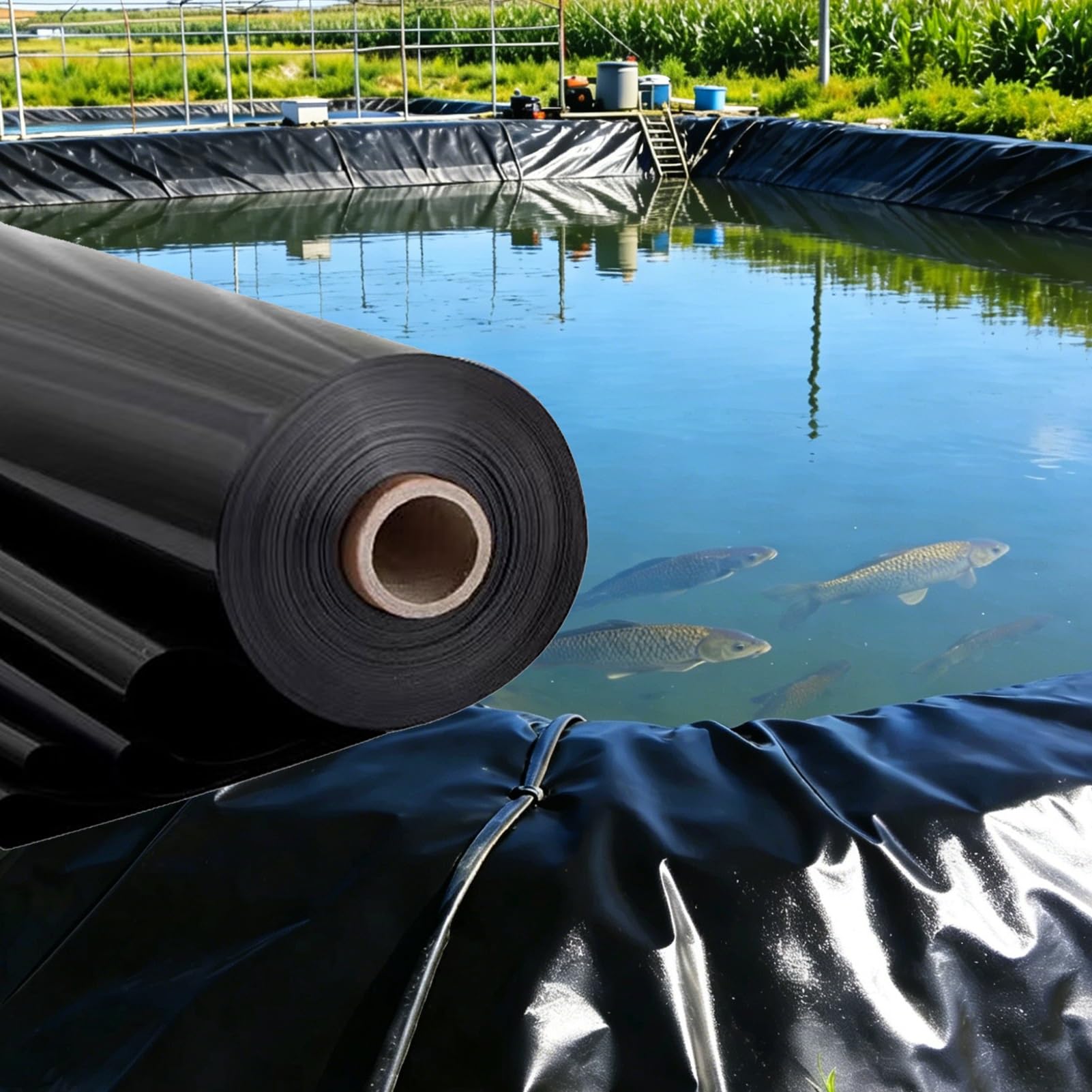 Bâche imperméable noire pour bassin de 3x4m à 10x15m et cascades de jardin