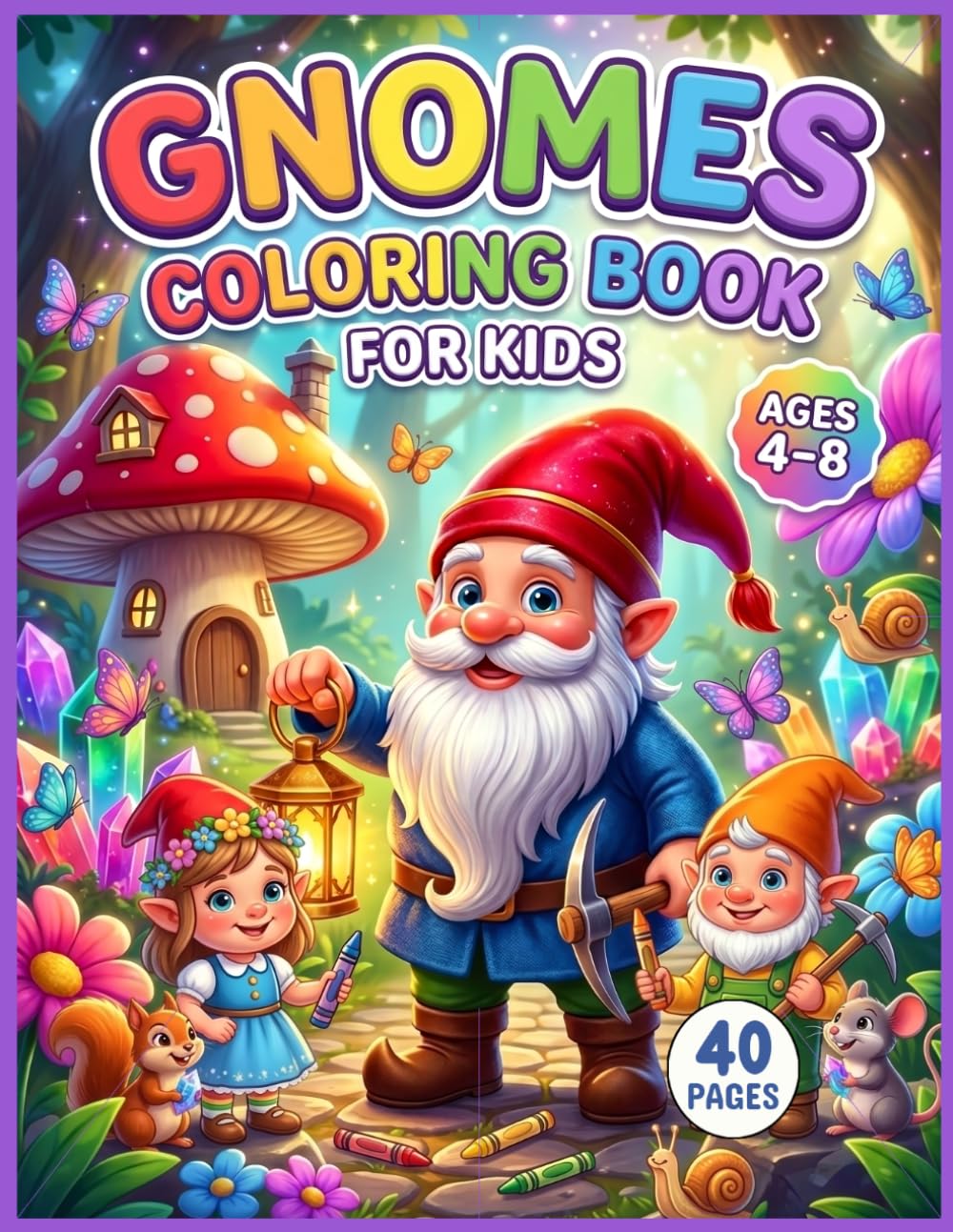 Gnomes Coloring Book for Kids: 40 Adorable Gnome & Forest Friends Pages for Boys and Girls Ages 4–10 | Fun Activity Gift for Toddlers and Kids