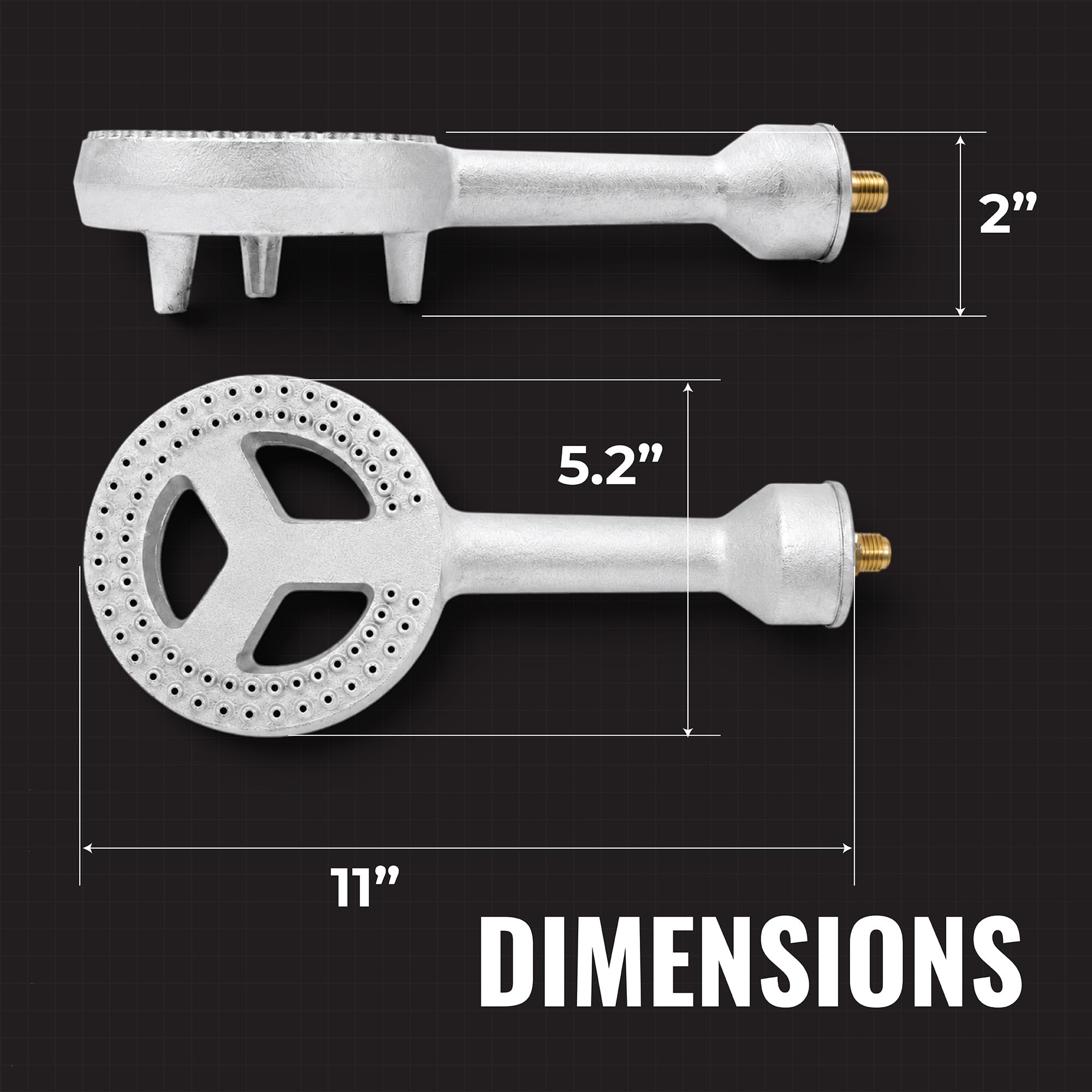 GAS ONE - Bruciatore in ghisa ad alta pressione con orifizio in ottone con regolatore ad alta pressione CSA 0-20 PSI e tubo flessibile