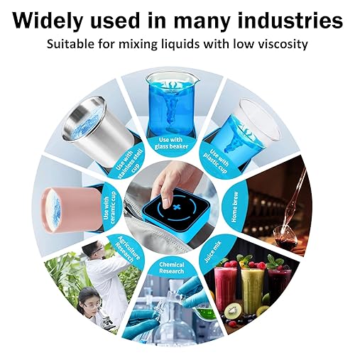 Miniatura 6 de Agitador magnético, mini placa de agitación magnética con 4 barras de agitación y 1Retriever, agitador magnético de 3000 rpm, agitador de