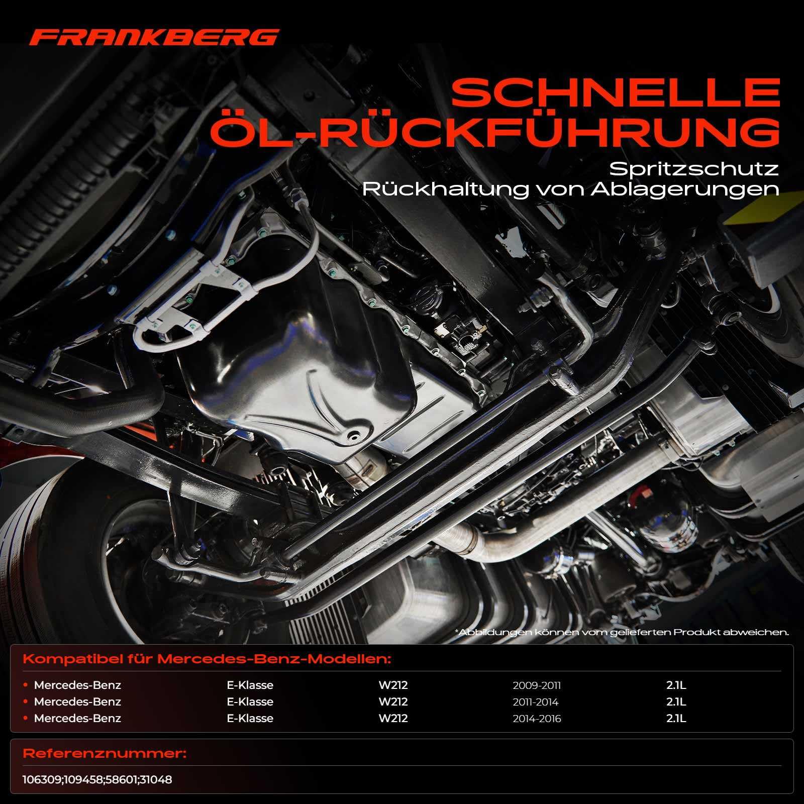 Frankberg Ölwanne mit Ölablassschraube für E-Klasse W212 E220 2.1L Diesel 2009-2016 A6510102913