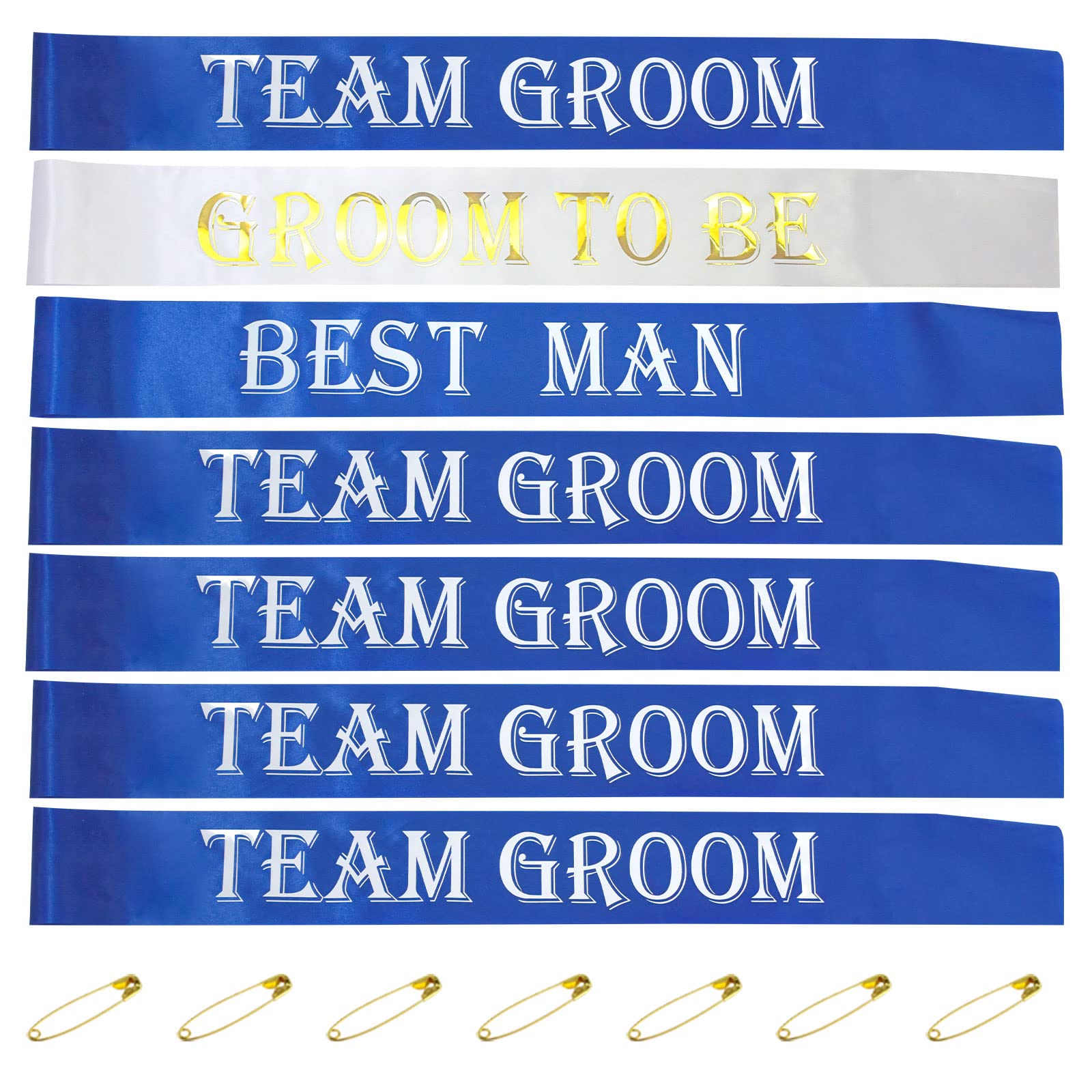 SKJIAYEE7 PCS Bachelorette Sashes Set for Groomsmen, Blue Team Groom Sashes for Bachelor Bridal Shower Supplies Wedding Parties Decorations Favors Gifts