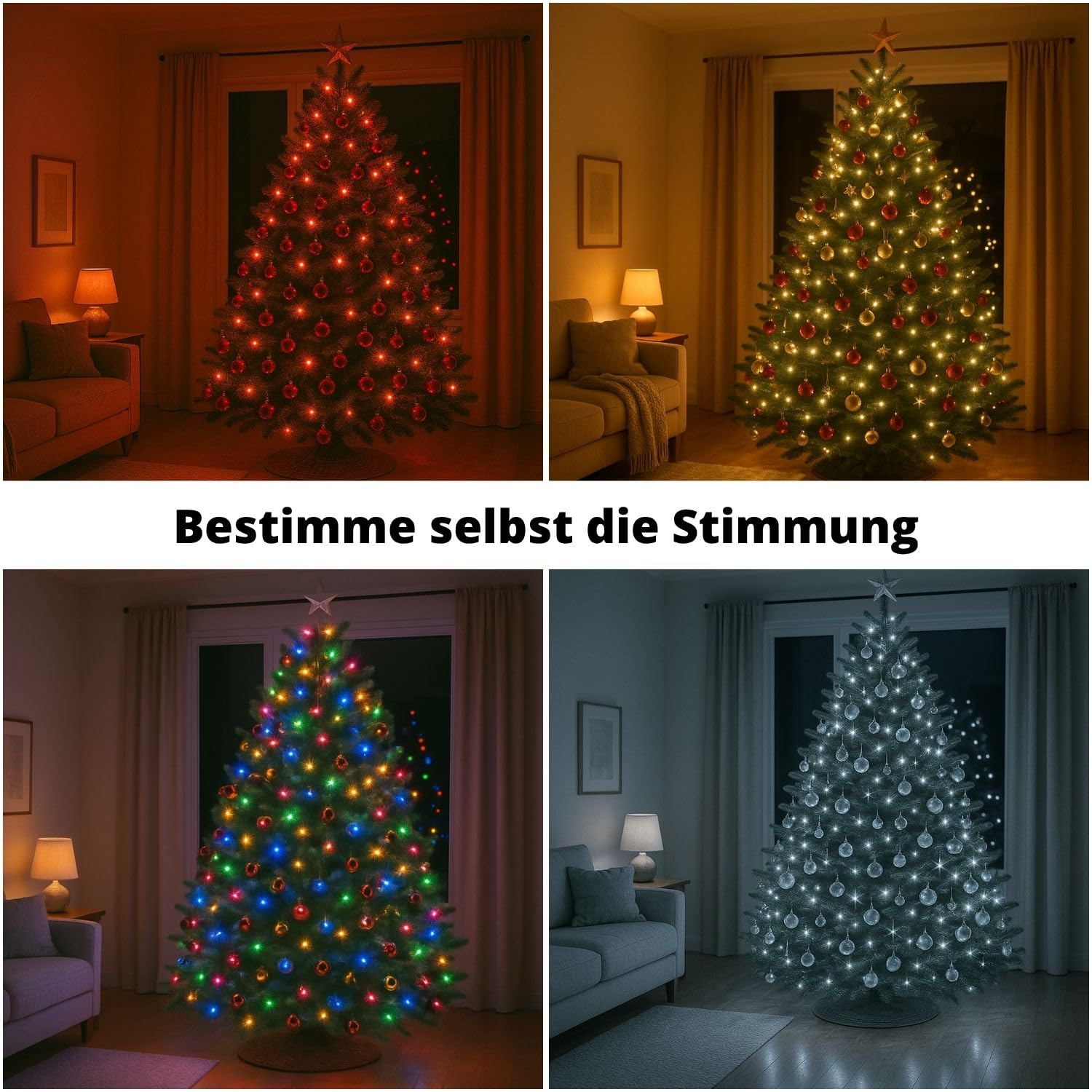 FLINQ Lichterkette Weihnachtsbaum 19m - Mit App steuerbar | Weihnachtsbeleuchtung Außen und Innen - Lichterkette Outdoor Strom 160 LEDs - RGB mehrfarbig