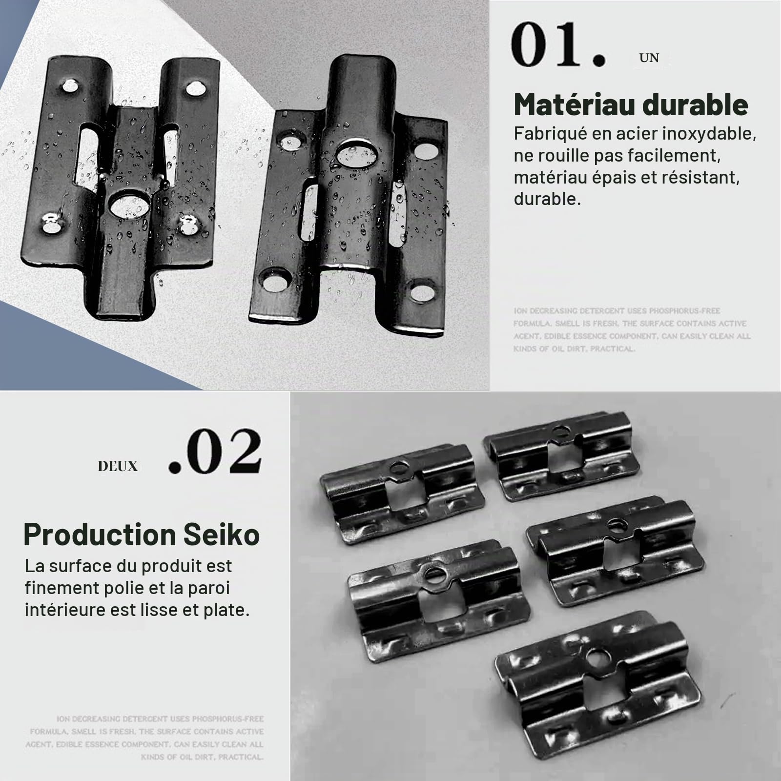 Lot de 100 clips de terrasse en acier inoxydable WPC - Clips de fixation invisibles avec vis pour lames en WPC - Clip en T - Fixation cachée (noir 8 mm)