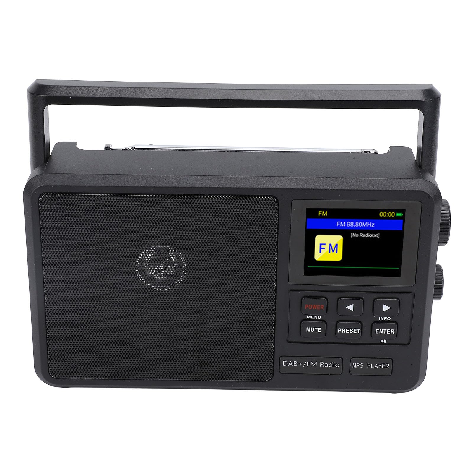 Portable AM FM Radio, Large Knob Tuning AM FM Portable Radio with Bluetooth, Battery Powered AC Power DAB FM Radio for Family Seniors, Support Timing (US Plug)