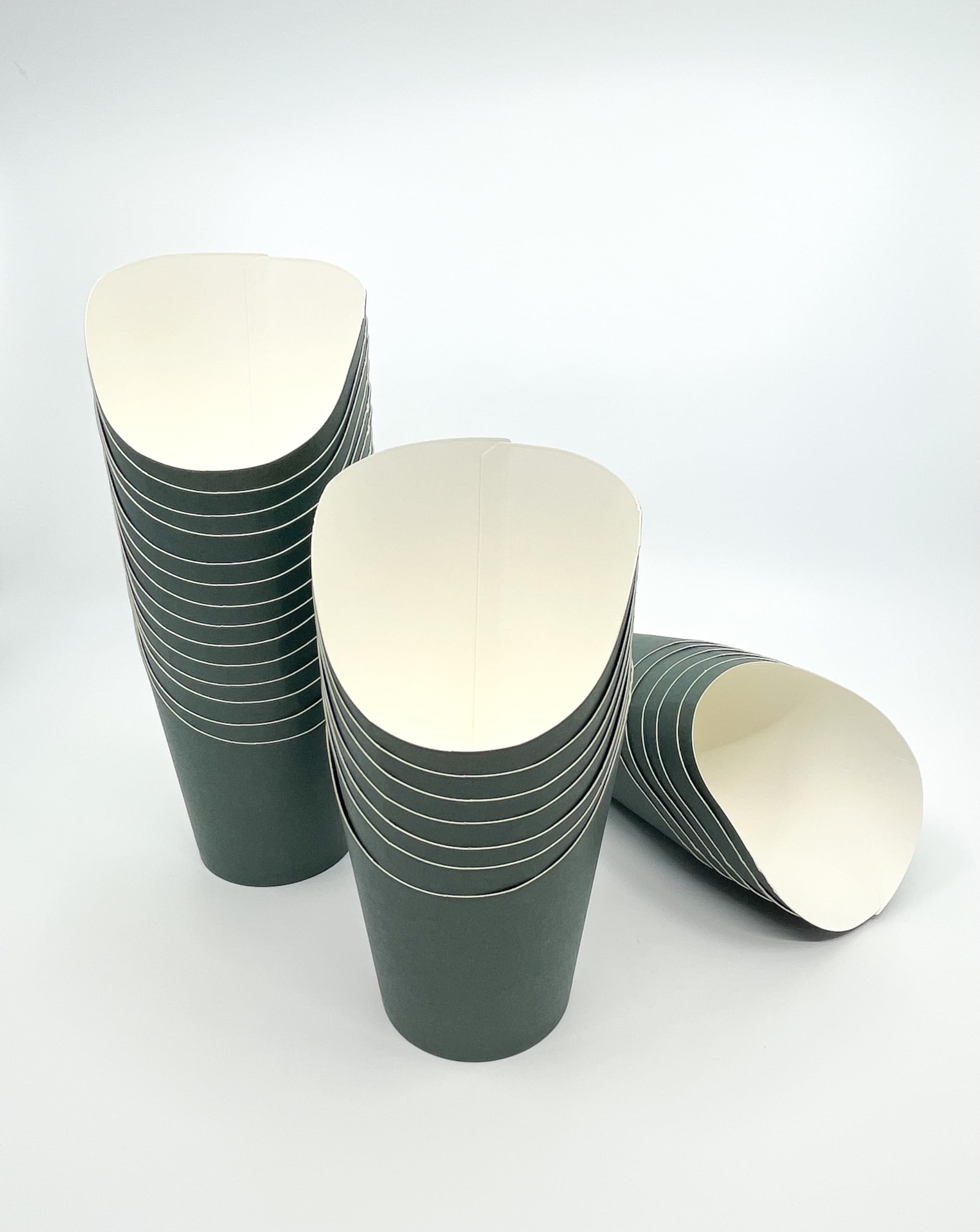 Colored Charcuterie Cups 14oz | French Fries, Popcorn, Candy, Appetizers. Pack of 50 Disposable Paper Snack Cups (Dark Green)
