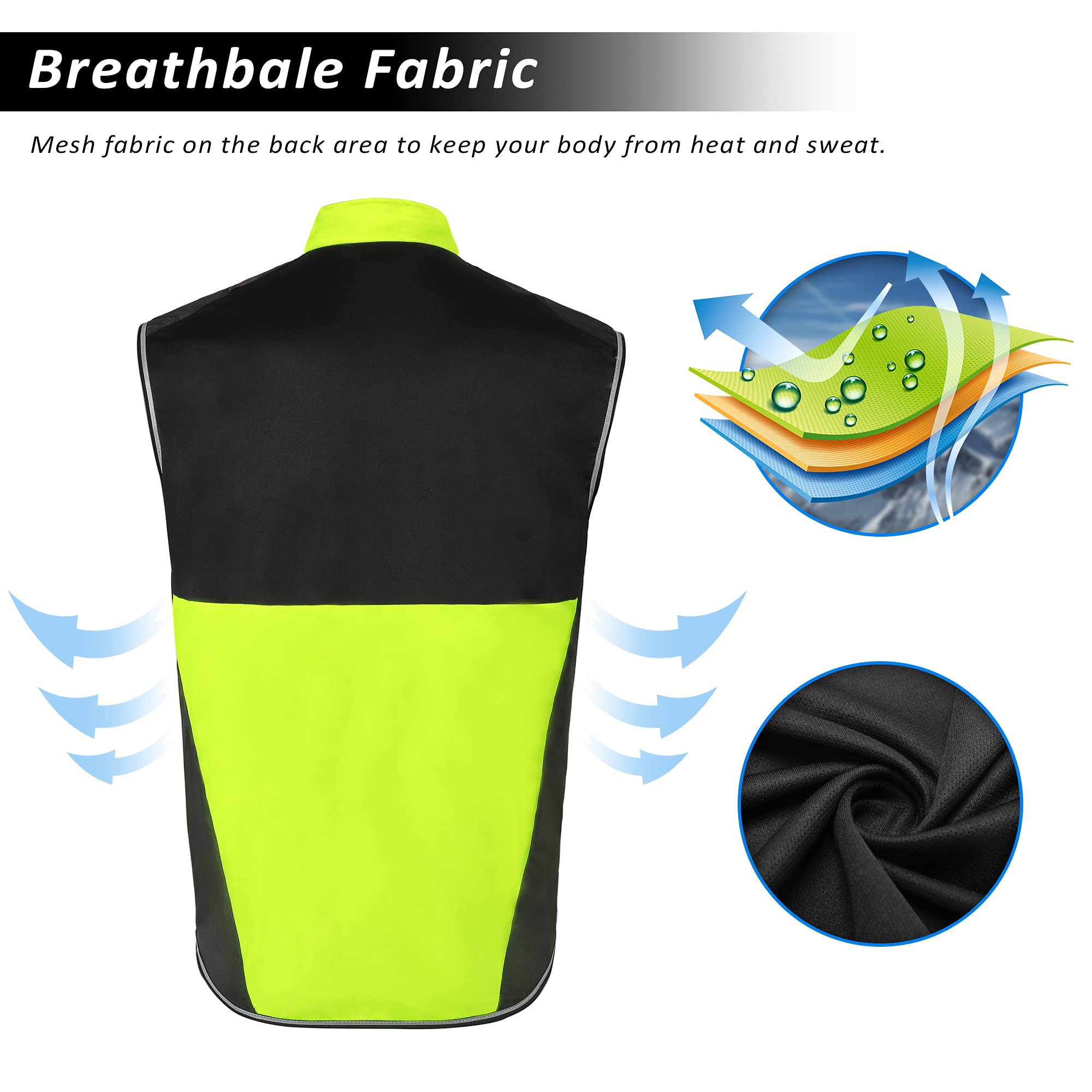 Excellent gilet réfléchissant pour la course, le vélo, la marche, le meilleur équipement de sécurité pour les activités de plein air pour homme et femme