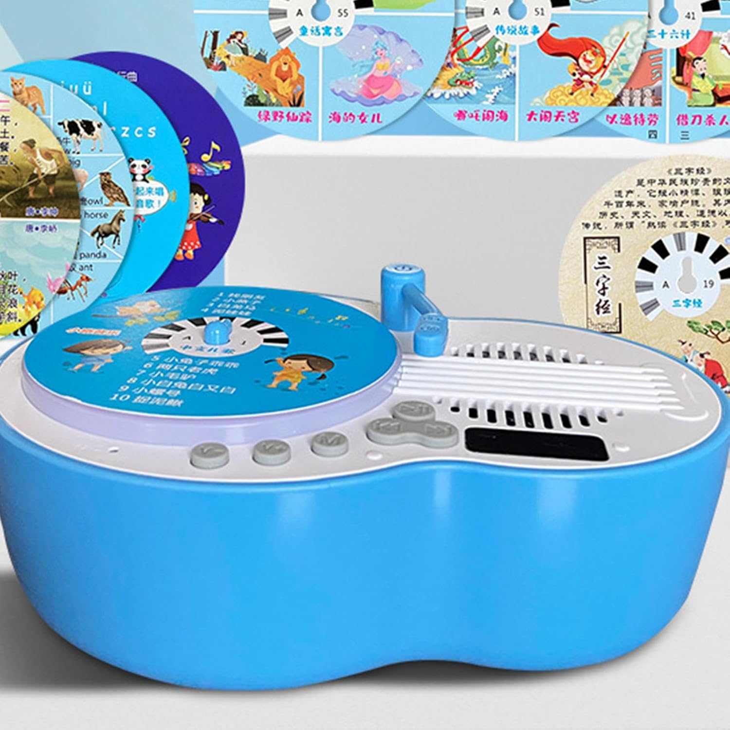 Kids レコードプレーヤー,84枚カード 幼児用レコードプレーヤー,3～6歳 子供 教育 音楽学習機 就学前 家庭用 旅行 就寝時