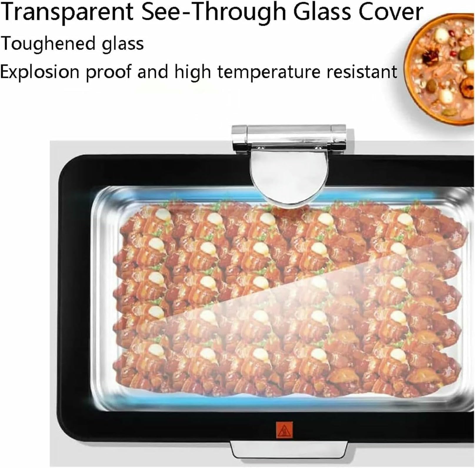 Bandeja Isotérmica Comercial para Alimentos, Placa Calentadora Eléctrica De Acero Inoxidable De 9 litros con Vidrio Templado Y Ventana De Visualización, Calentador Hidráulico .Single Grid