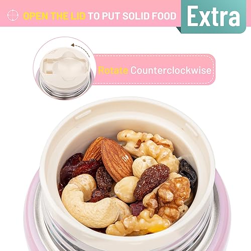 Miniatura 6 de Charcy Termo para niños de 17 onzas para comida caliente, termo de sopa con cuchara plegable, tarro de alimentos aislado para alimentos fríos y