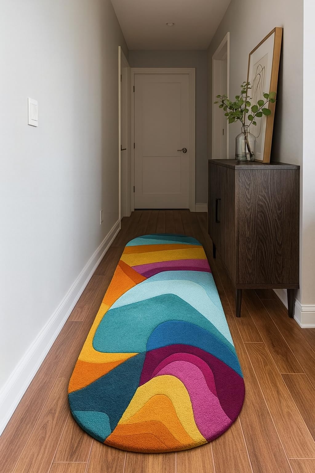 Restoration and Renovation Modern Runner Wool Rug - Vibrant Colorful Patterns with Abstract & Geometric Design Carpet - Plush Texture for Living Room,