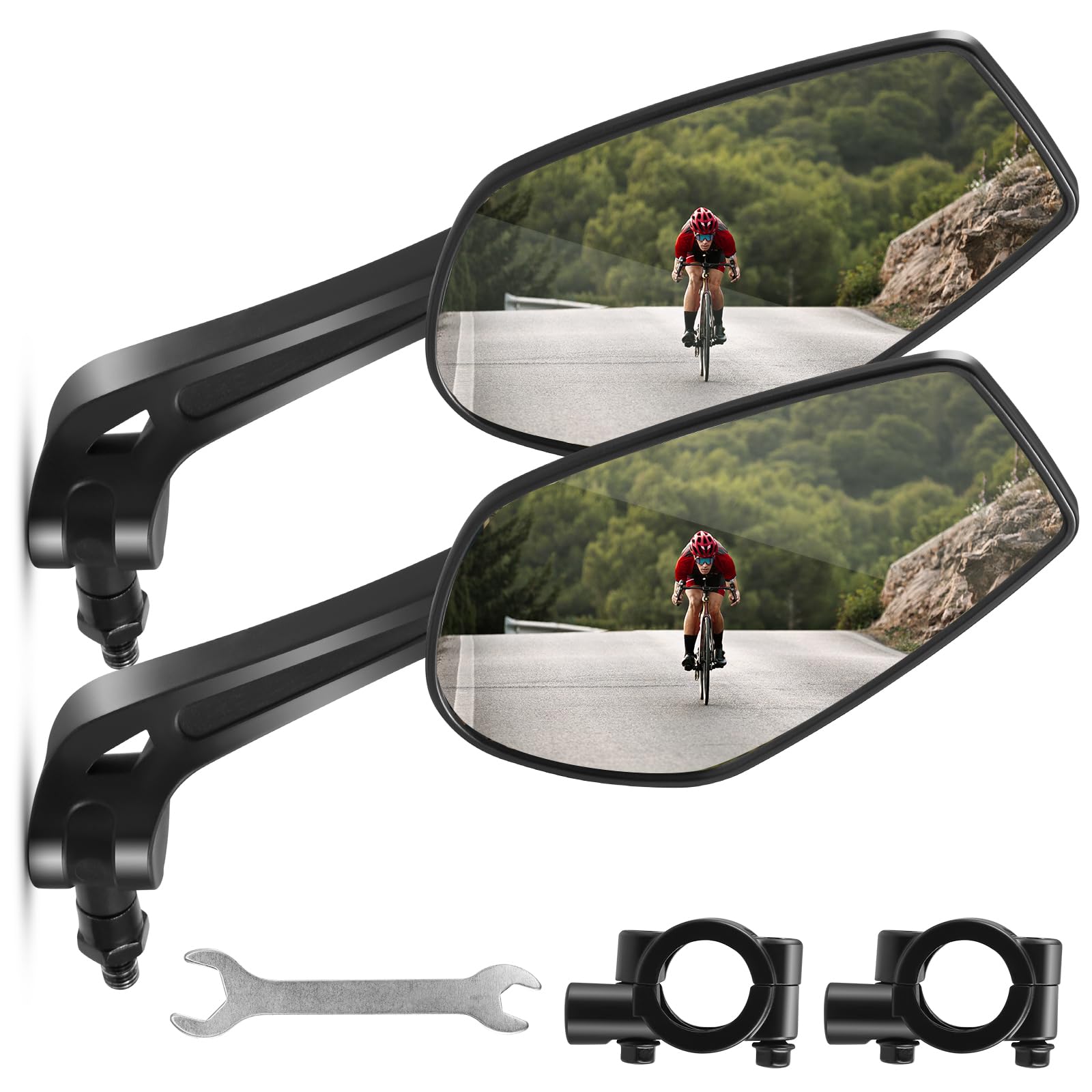 Rectangular Mobility Scooter eBike Mirror, Foldable HD Wide Angle Bicycle Rear View Mirror, Rotatable for Ebike, Cycle Pushbike Handlebar Mirrors For Bike Handlebars