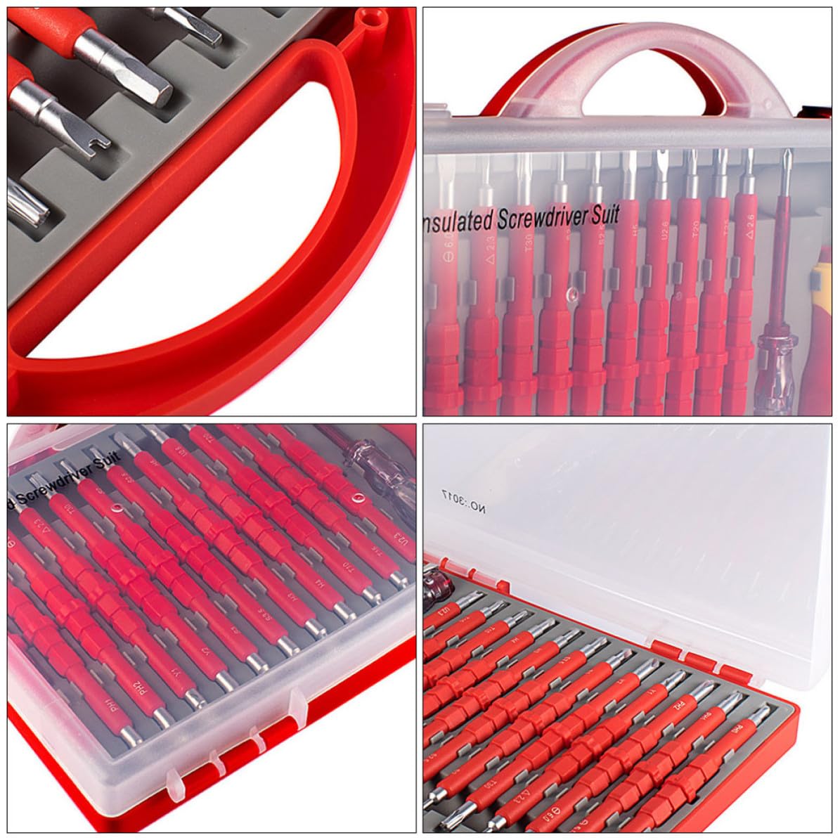 Set di Cacciaviti Elettricista Professionali 26 in 1 Custodia Portatile in Acciaio Rosso Resistente per Lavoro Professionale e Fai da Te a Casa