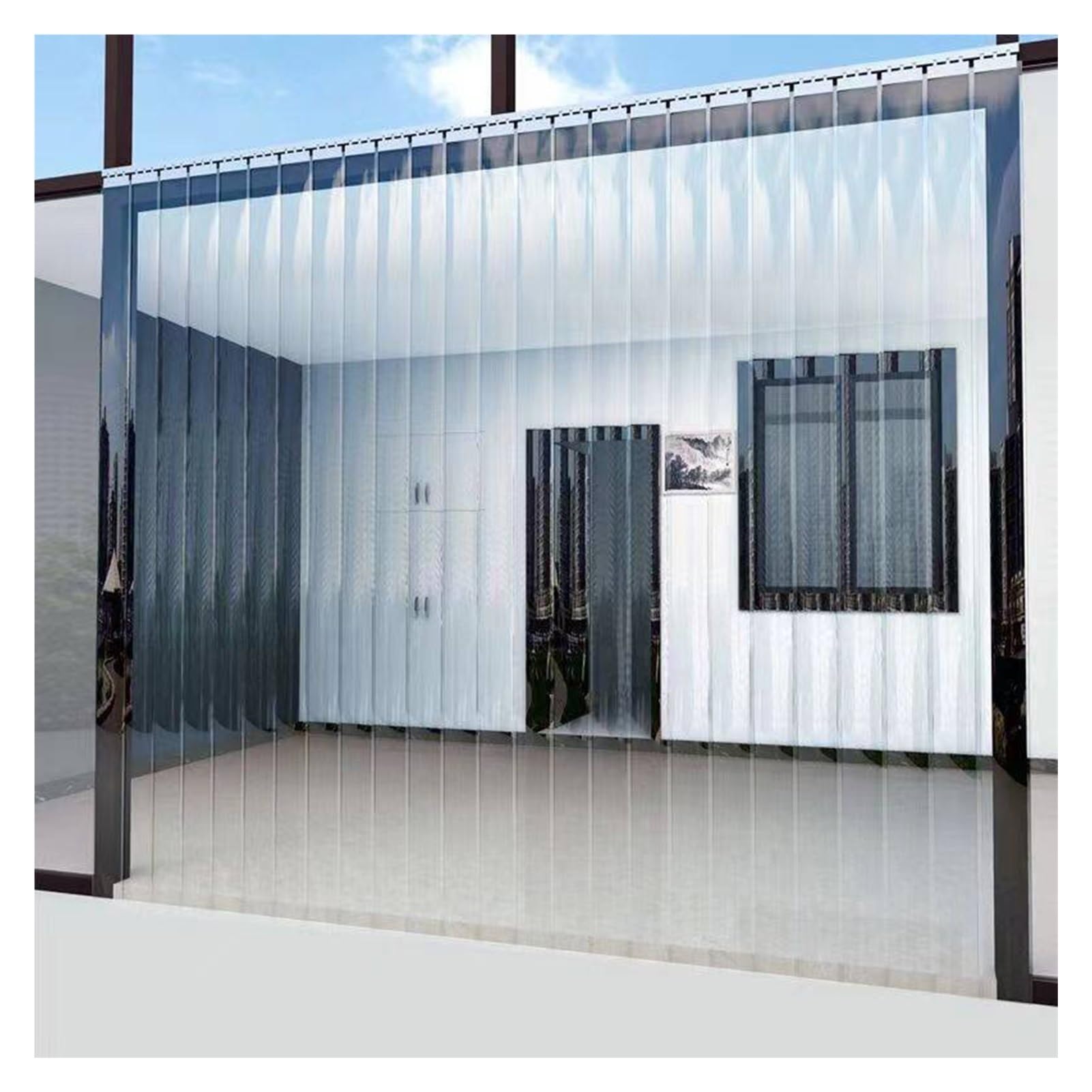 Plastiques Bande de Lamelle Kit Rideaux à Lanières en PVC Flexible Verticales Rideau Porte Cuisines, Usines(75x230cm/29.53x90.55in)