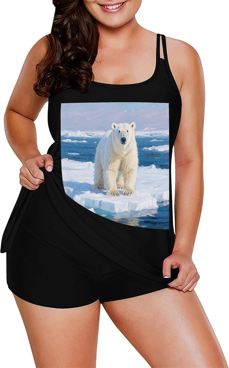 Arctic Polar Bear Tankini Swimsuits for Women Tummy Control Two Piece Bathing Suits Swim Tops with Boy Shorts