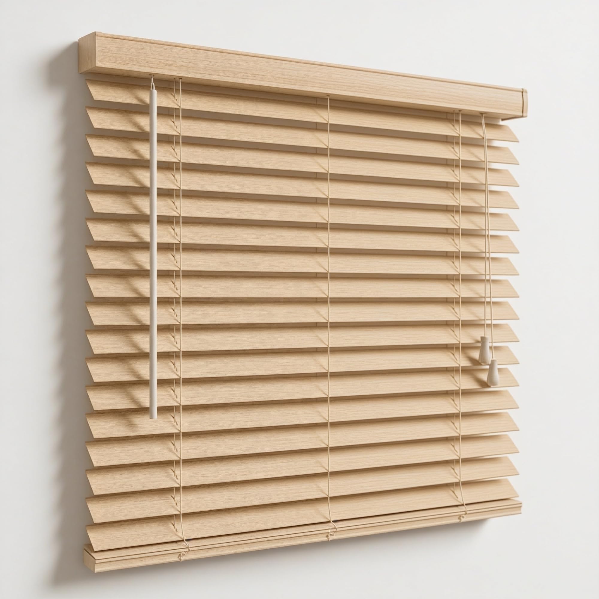 PVC Window Venetian Blinds Strong Trimmable Easy Fit Curtains Shutters Twist Open Close Blinds Home Office Drop 150cm (Natural, 75cm x 150cm)