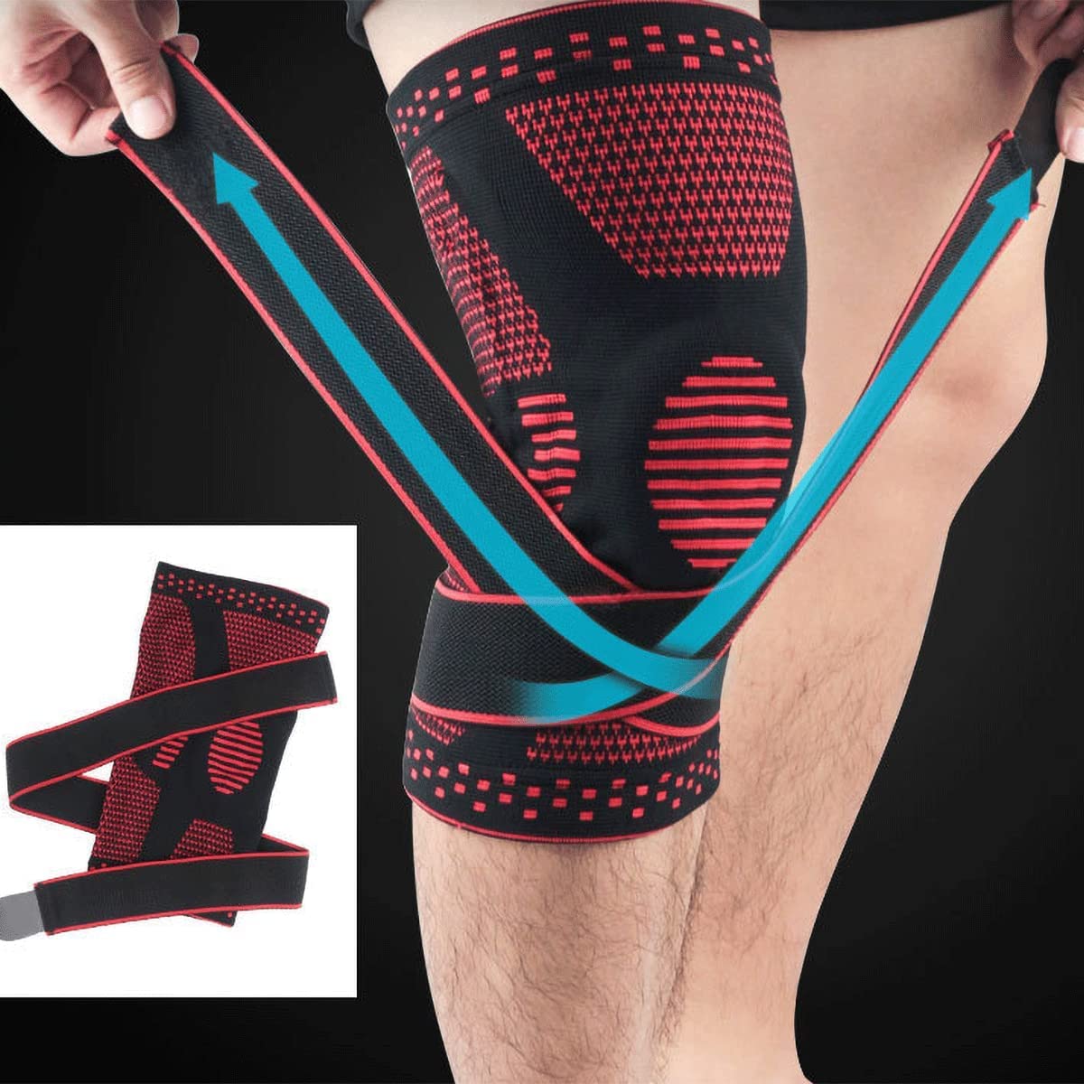 YXSH Rodillera, 2 PCS de Rodilleras Elástica, Transpirables, Antideslizantes y Cómodas,Muy Indicado para Menisco y Ligamento,Baloncesto Voleibol Running ​Deportivas, Knee Support-L