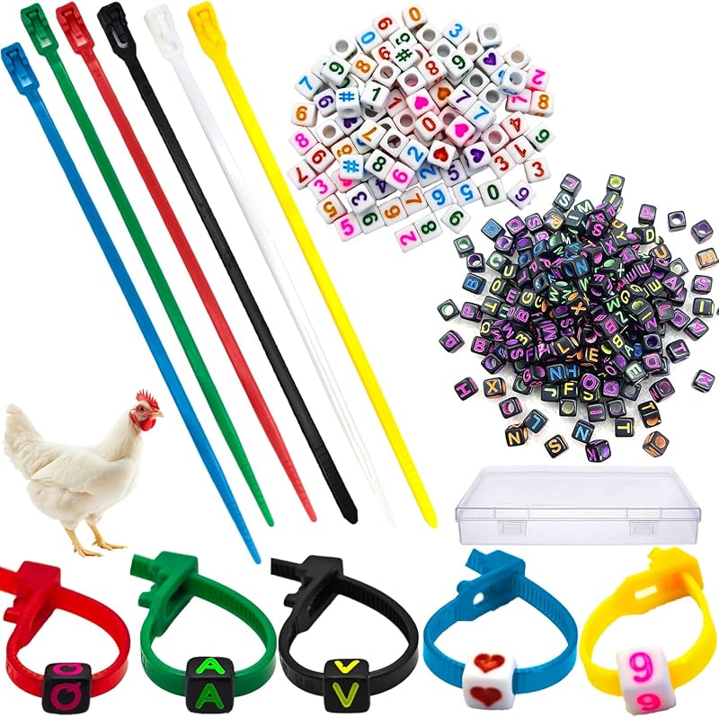 100 Pcs Adjustable Chicken Leg Bands Multicolor with Random Charms