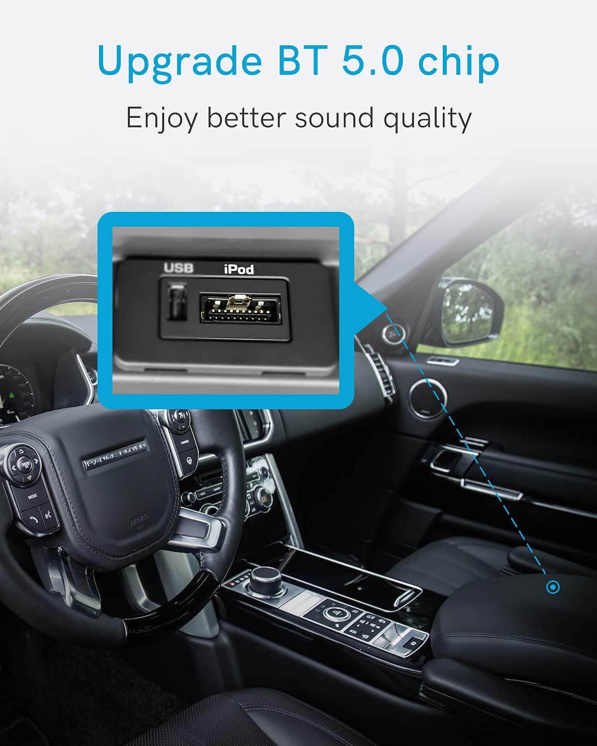 Adaptador Bluetooth para Coche con Cable para iPod Adaptador de Audio Inalámbrico Premium para Land Rover, Range Rover y Jaguar: Bluetooth 5.0 con Sonido HD